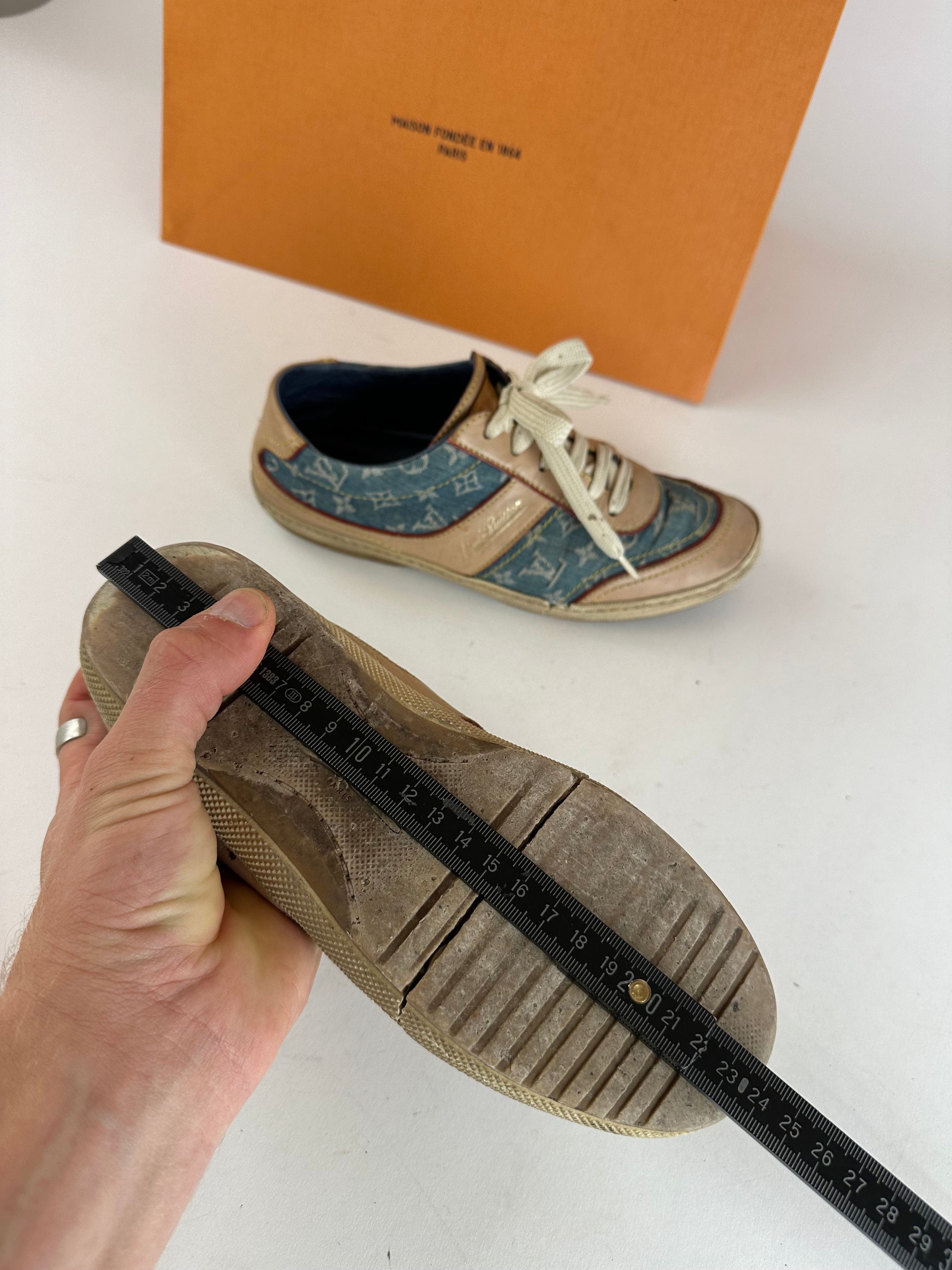 Louis Vuitton Vintage Monogram Denim Leather Sneaker Blue EU36 Size US 5 / IT 35 - 11 Thumbnail