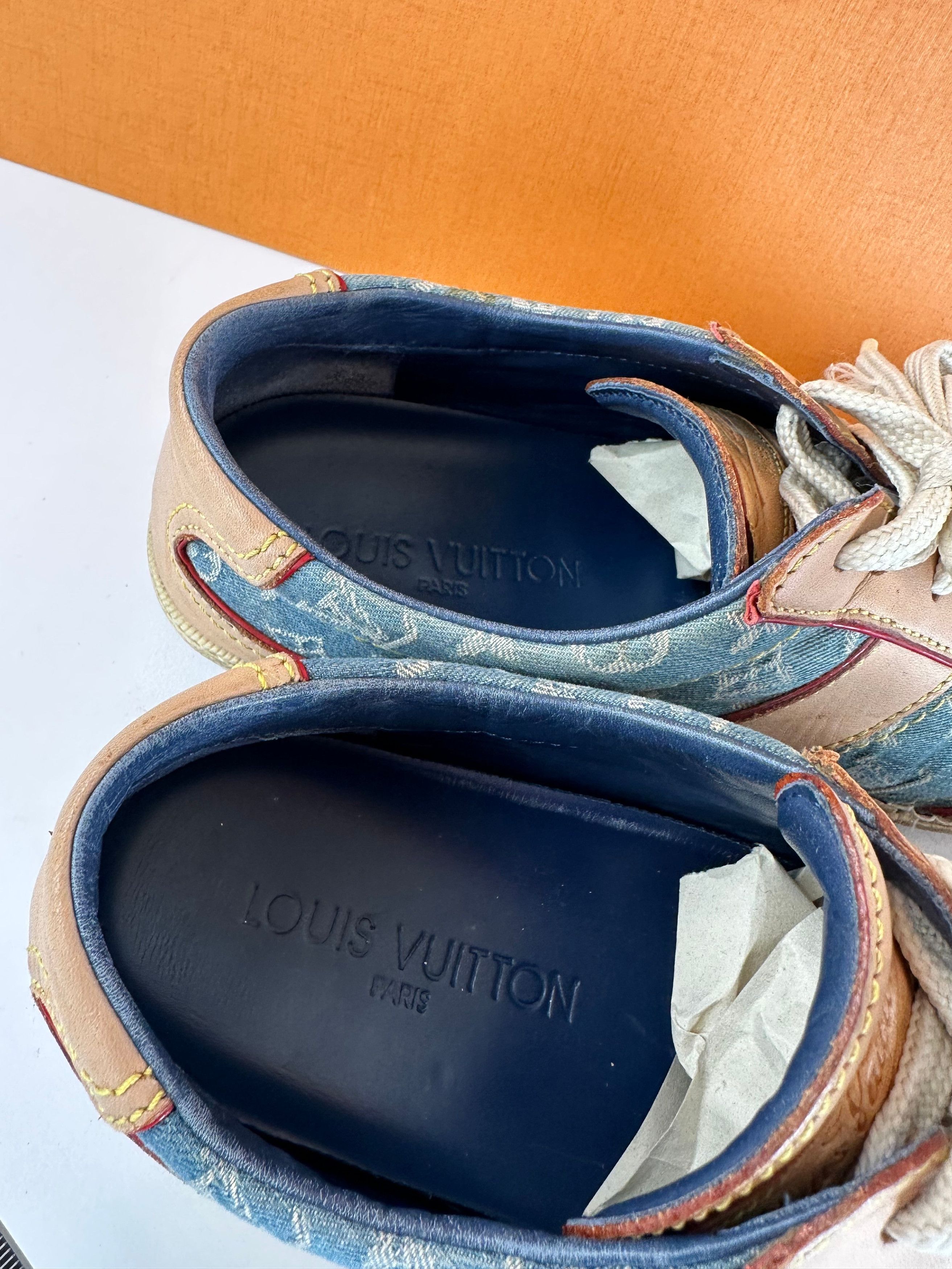 Louis Vuitton Vintage Monogram Denim Leather Sneaker Blue EU36 Size US 5 / IT 35 - 12 Thumbnail