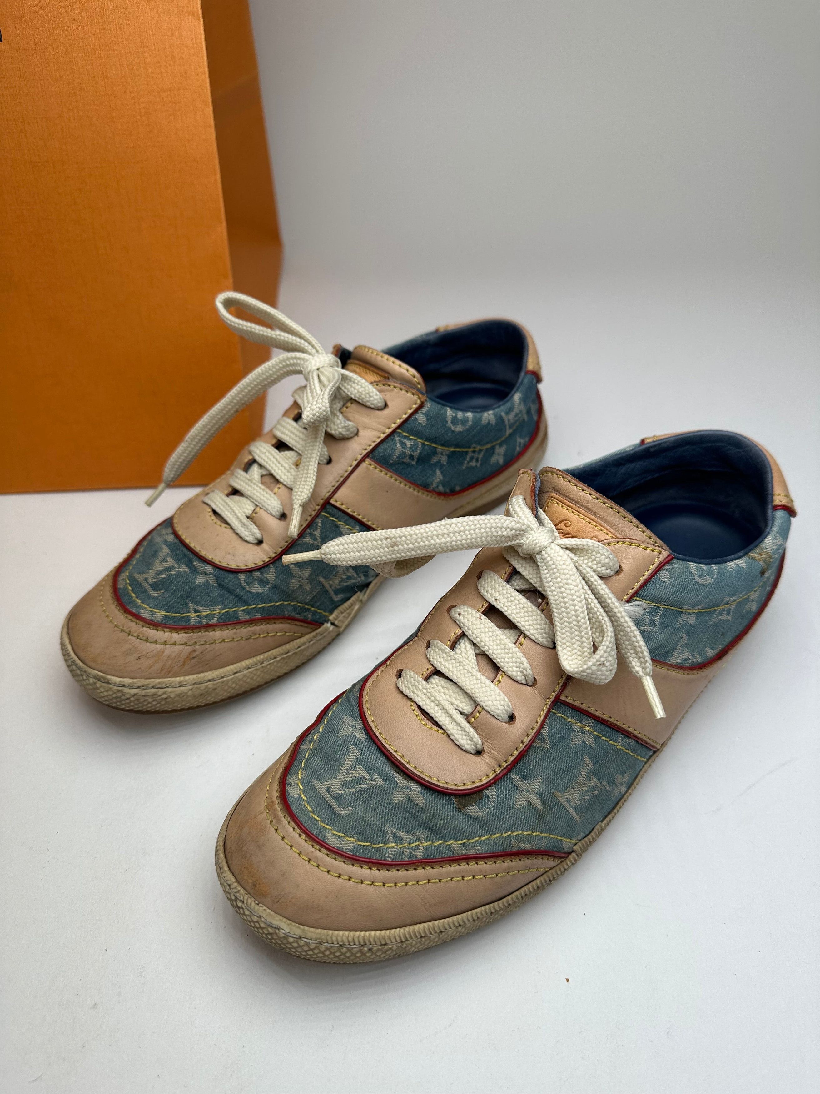 Louis Vuitton Vintage Monogram Denim Leather Sneaker Blue EU36 Size US 5 / IT 35 - 10 Thumbnail
