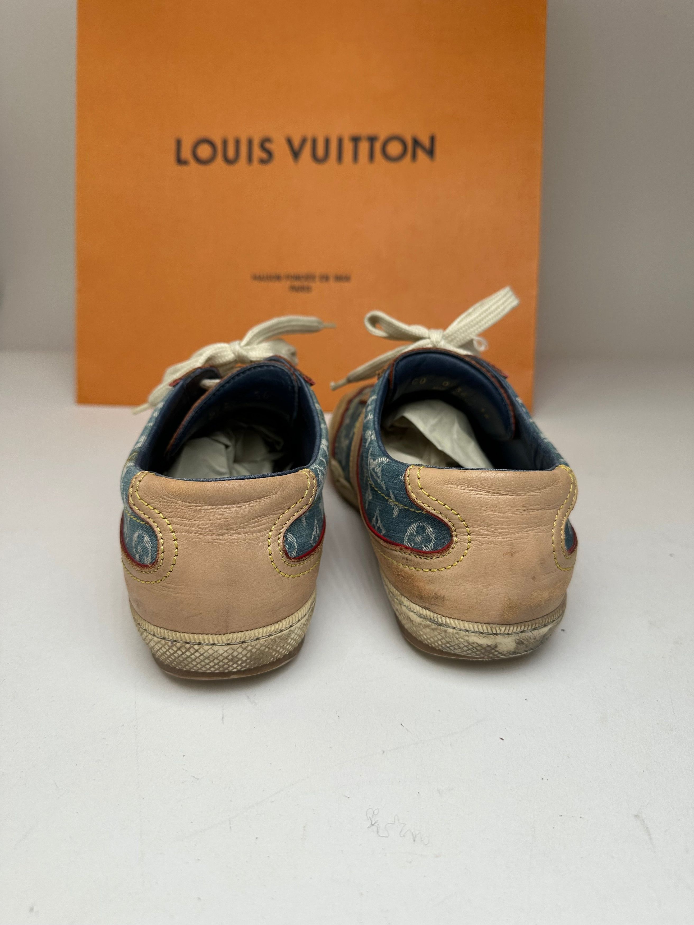 Louis Vuitton Vintage Monogram Denim Leather Sneaker Blue EU36 Size US 5 / IT 35 - 6 Thumbnail