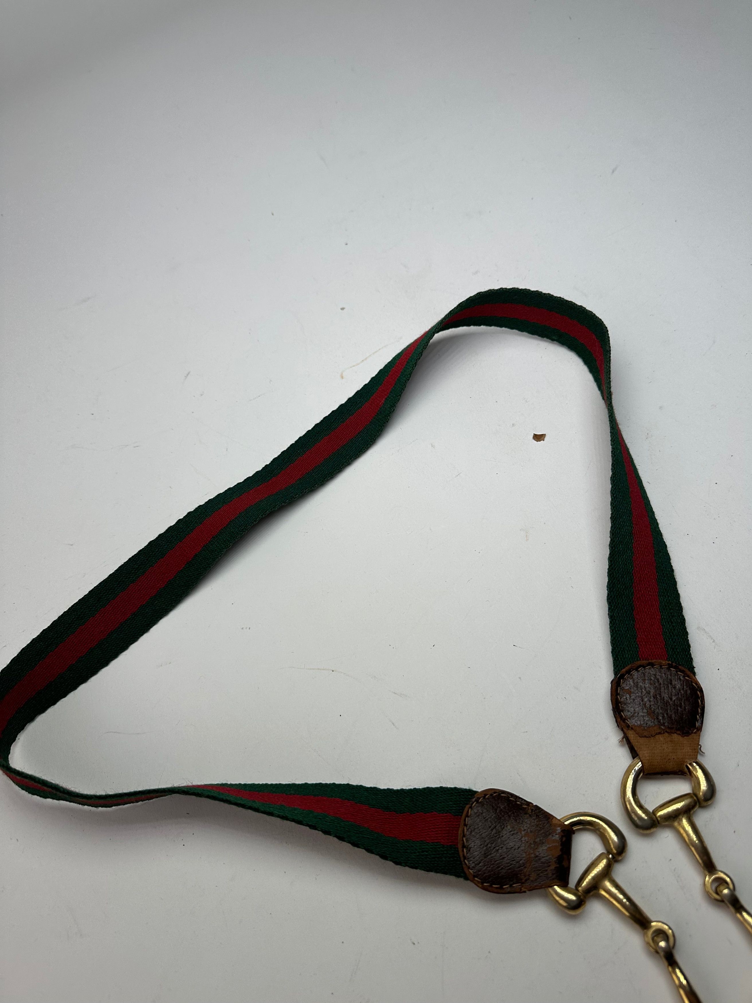 Gucci Vintage Canvas Horsebit Belt Green Red Size ONE SIZE - 4 Thumbnail
