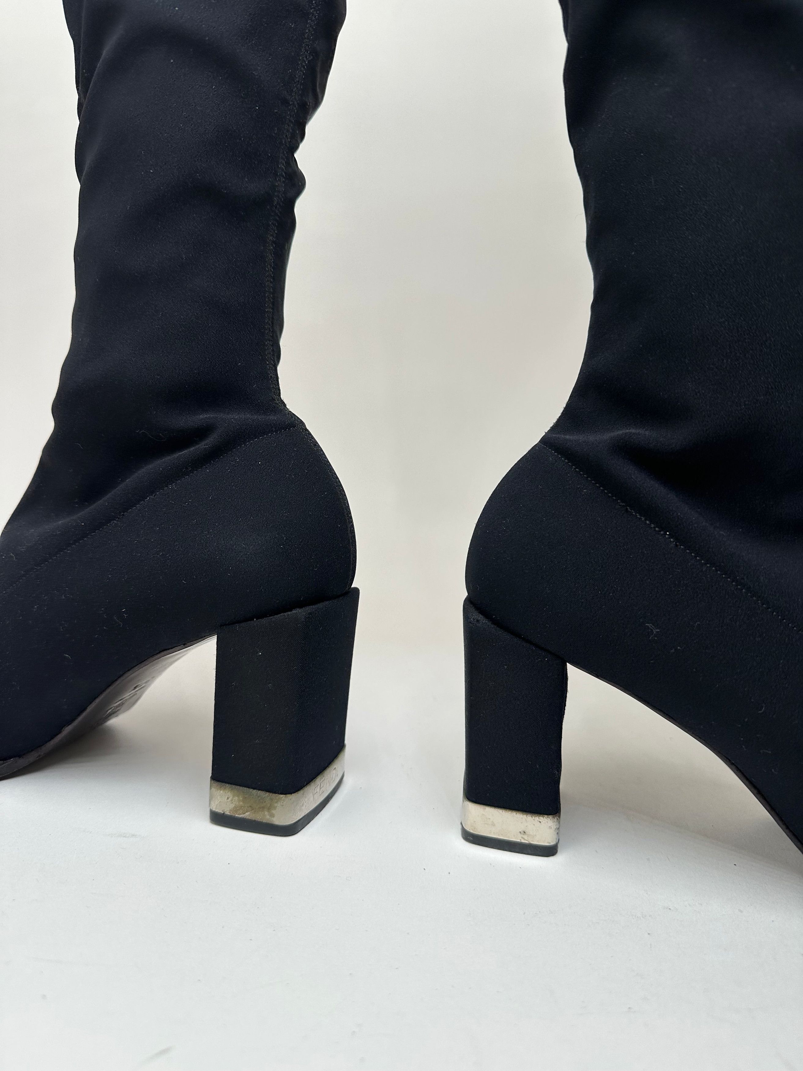 Fendi Vintage Synthetic Heeled Boots Black EU37 Size US 6.5 / IT 36.5 - 3 Thumbnail
