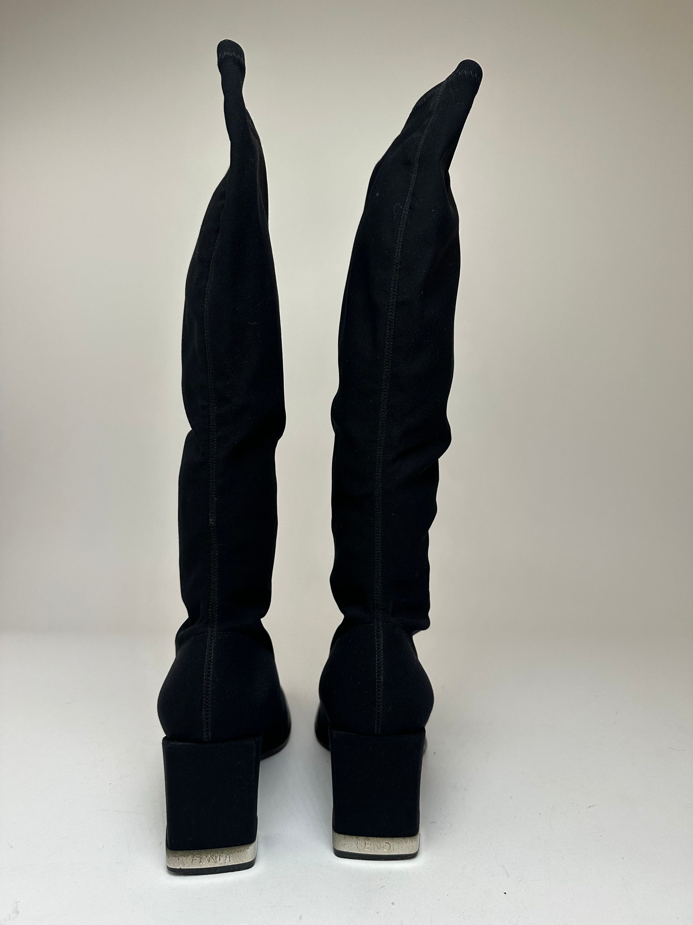 Fendi Vintage Synthetic Heeled Boots Black EU37 Size US 6.5 / IT 36.5 - 4 Thumbnail