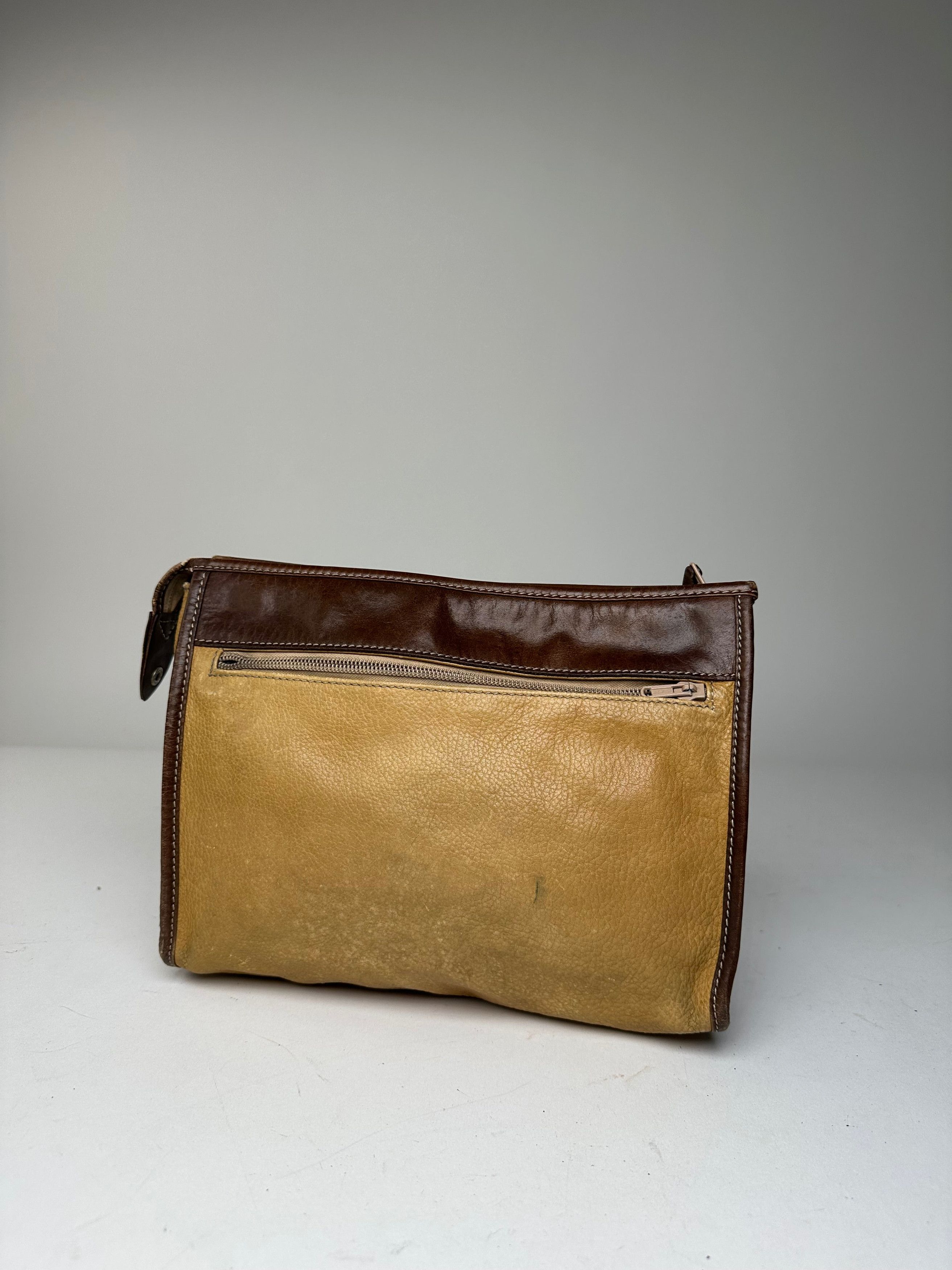 Loewe Vintage Camel Leather Suede Anagram Clutch Size ONE SIZE - 2 Thumbnail