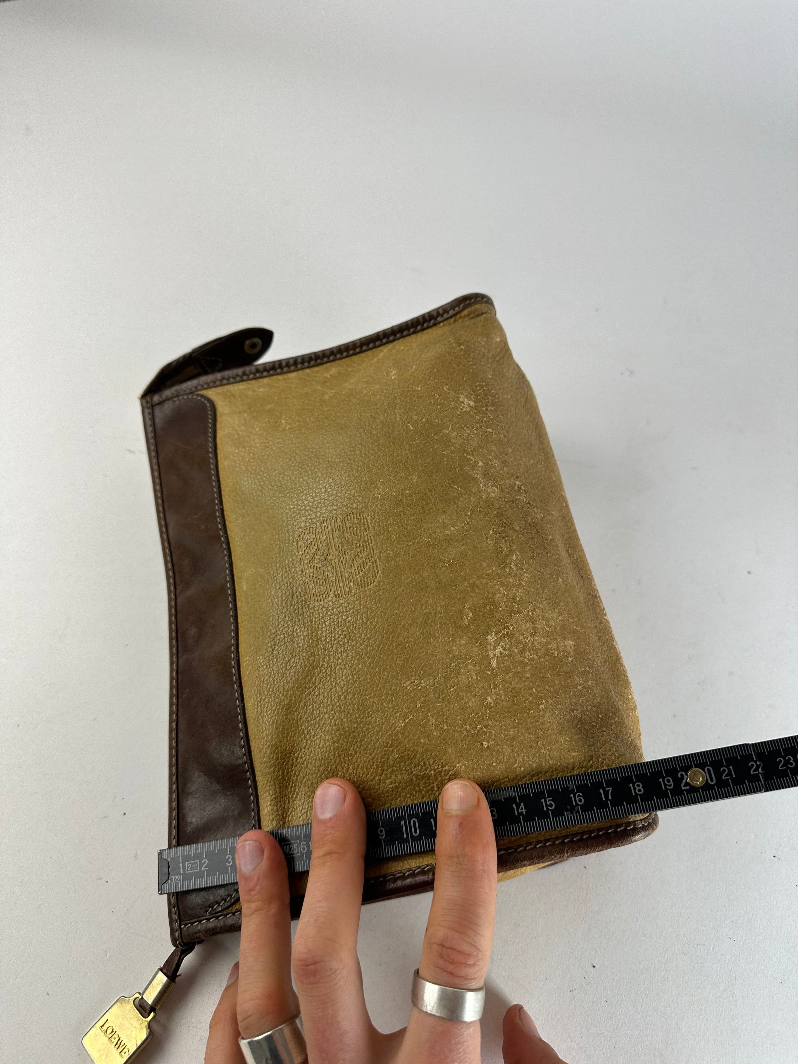 Loewe Vintage Camel Leather Suede Anagram Clutch Size ONE SIZE - 10 Thumbnail