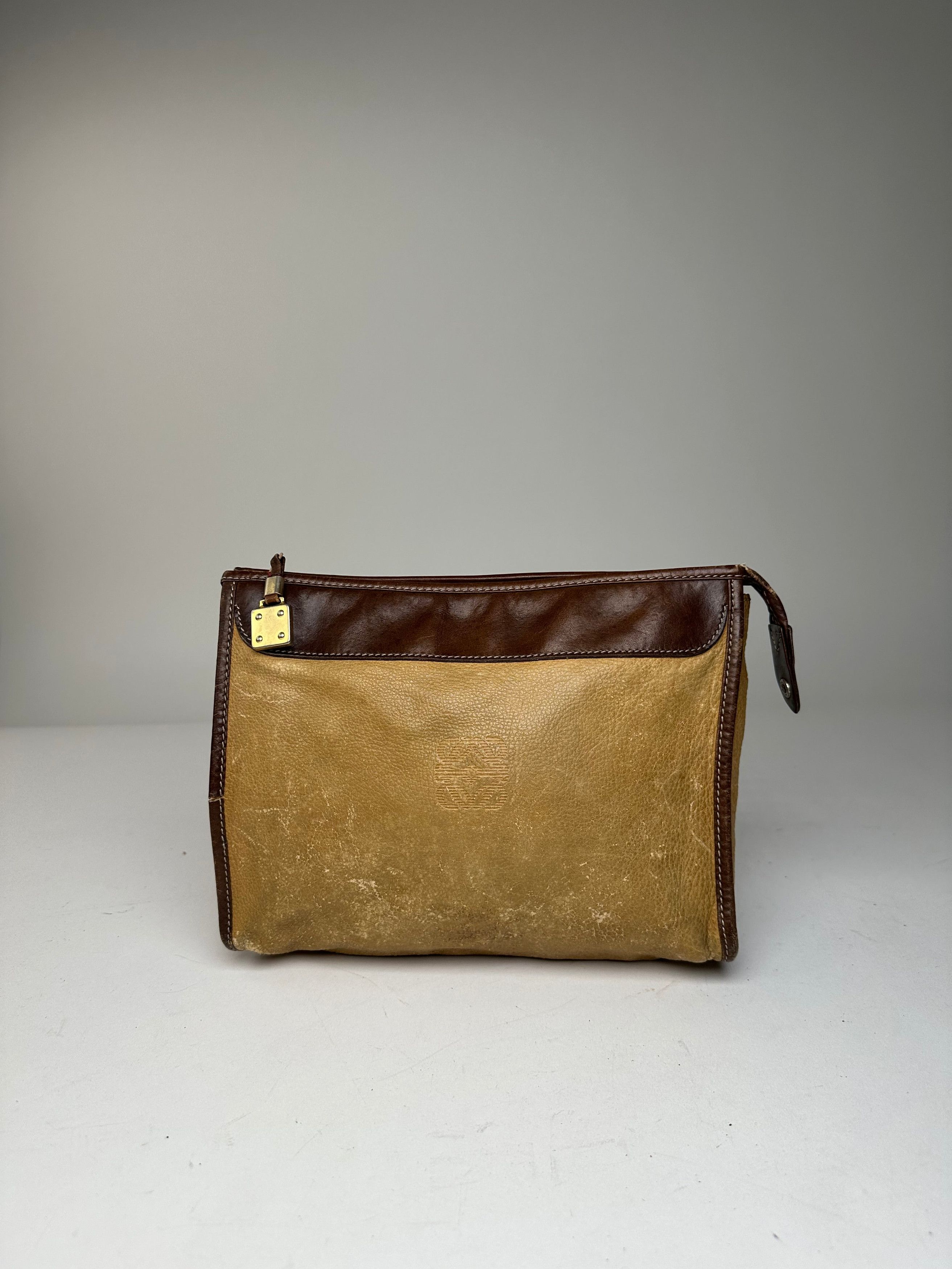 Loewe Vintage Camel Leather Suede Anagram Clutch Size ONE SIZE - 5 Thumbnail