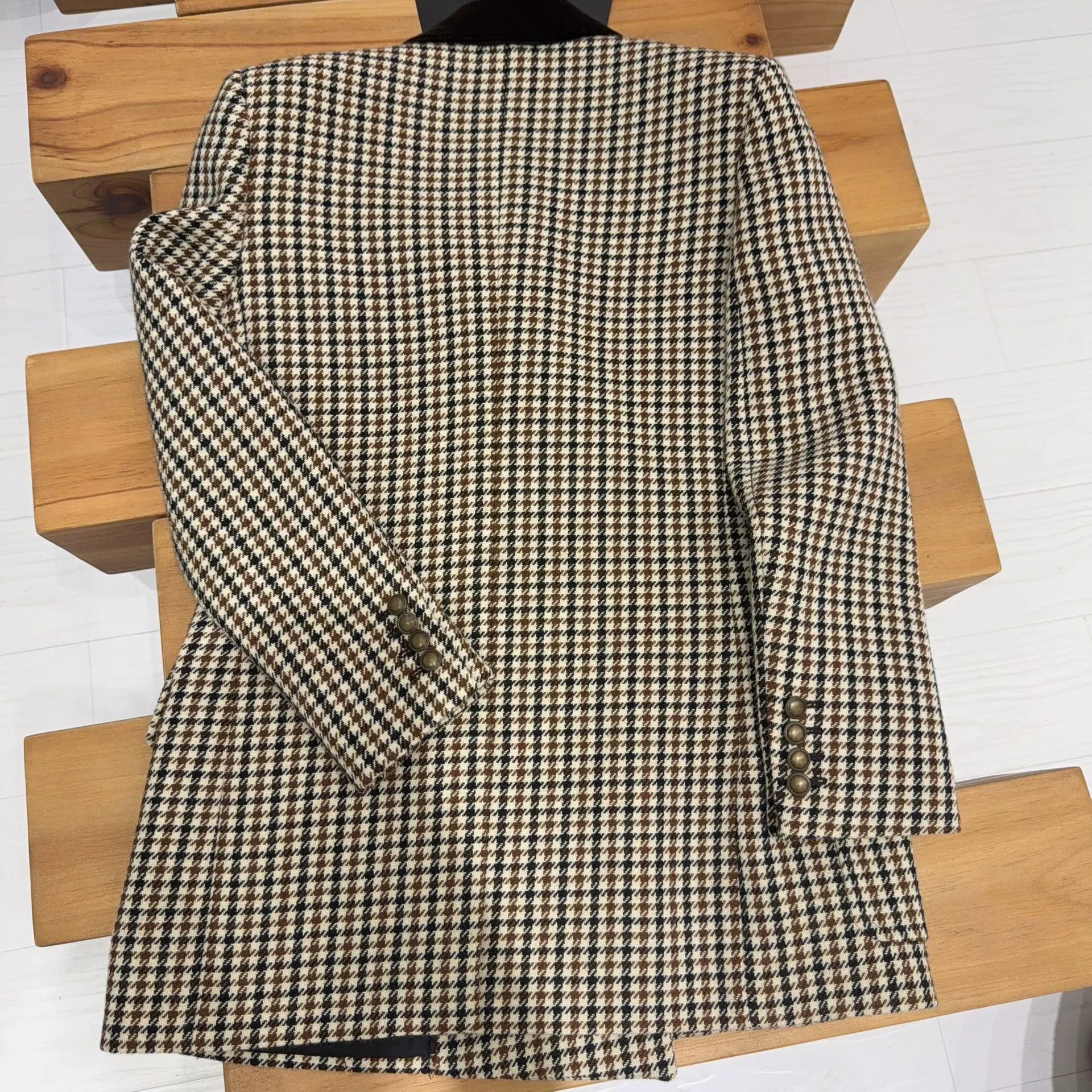 Saint Laurent Paris YSL Houndstooth Double-Breasted Blazer Size S / US 4 / IT 40 - 2 Thumbnail