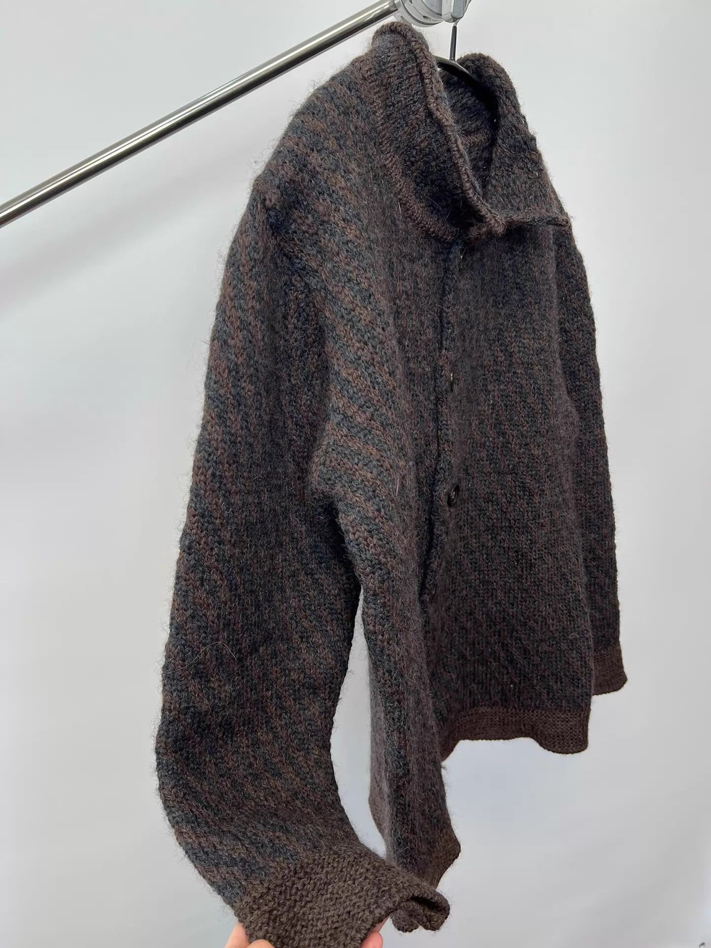 Yohji Yamamoto Brown Button-Front Knit Cardigan Size US L / EU 52-54 / 3 - 4 Thumbnail