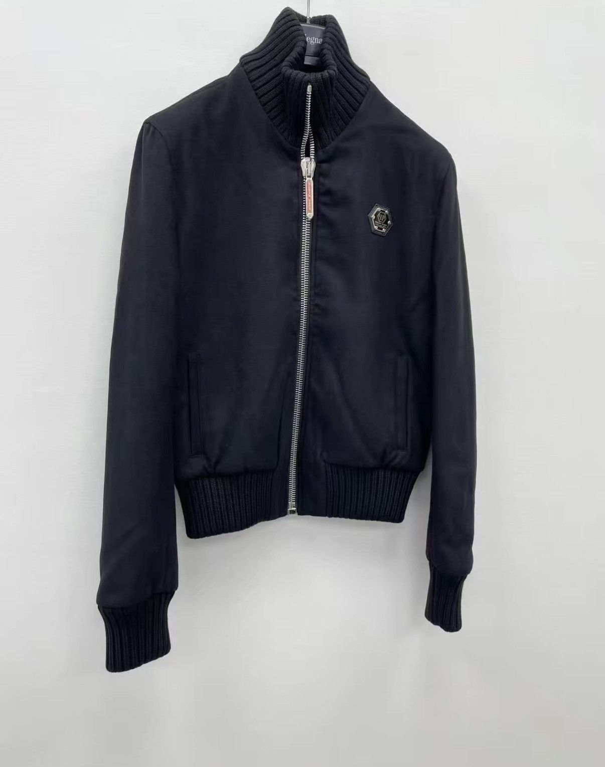 Philipp Plein Black Zip-Front Bomber Jacket with Emblem Size US L / EU 52-54 / 3 - 2 Thumbnail