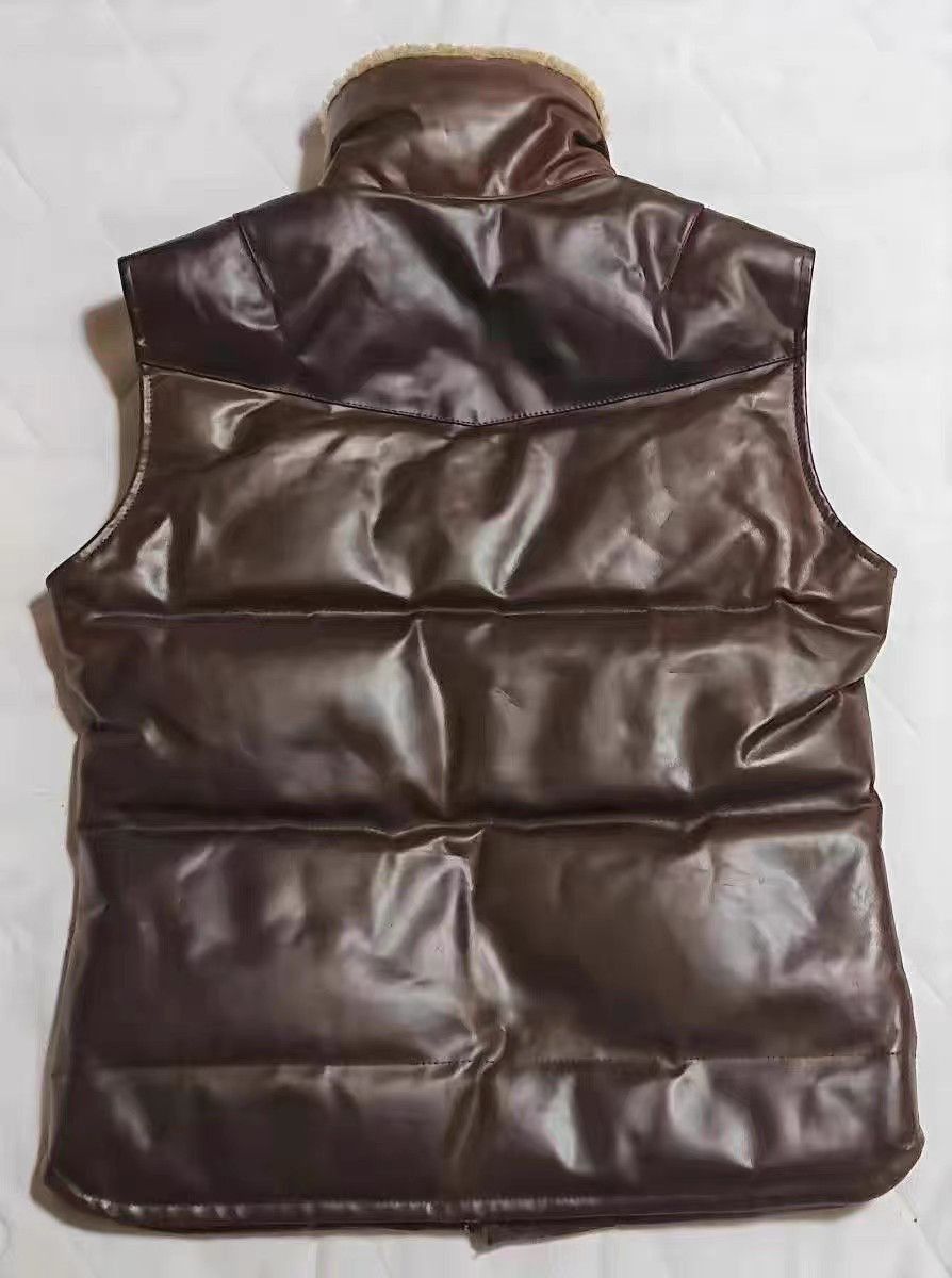 Isamu Katayama Backlash Brown Quilted Leather Vest with Shearling Collar Size US S / EU 44-46 / 1 - 3 Thumbnail