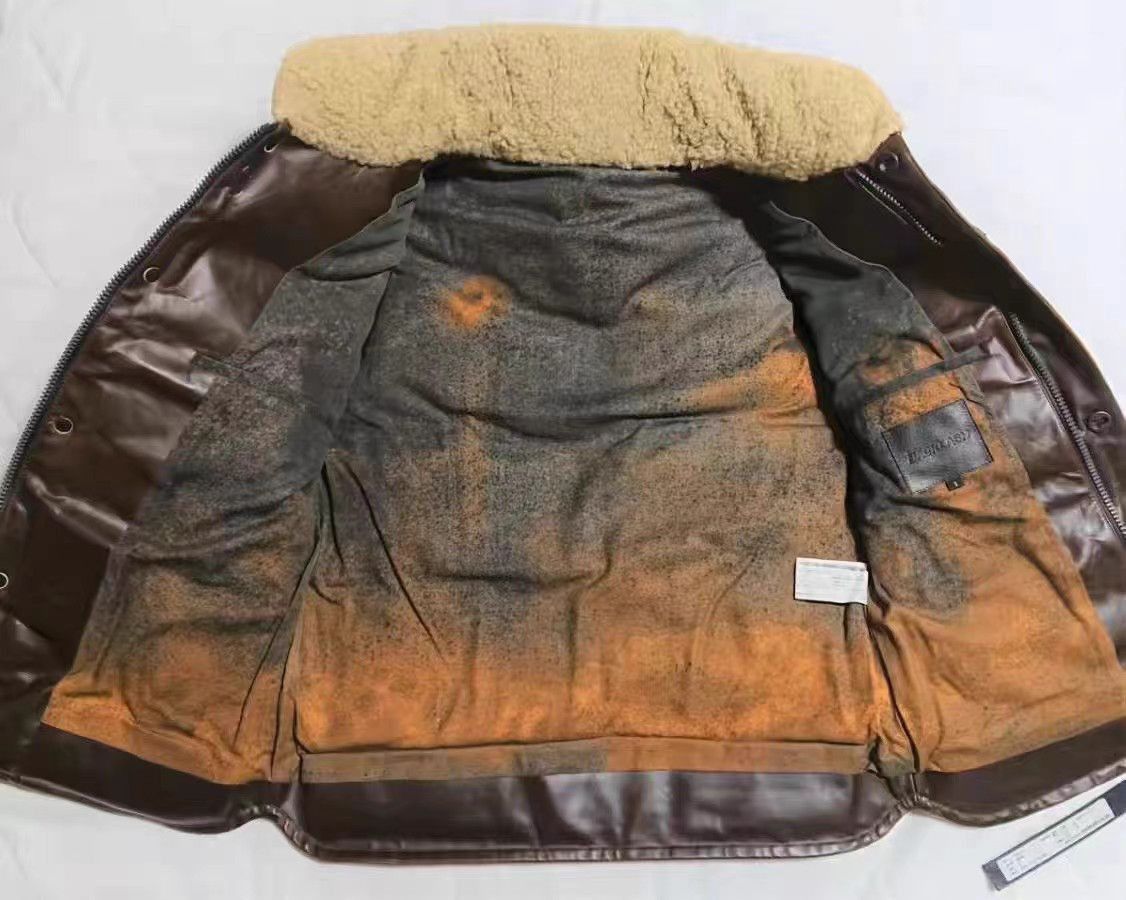 Isamu Katayama Backlash Brown Quilted Leather Vest with Shearling Collar Size US S / EU 44-46 / 1 - 4 Thumbnail