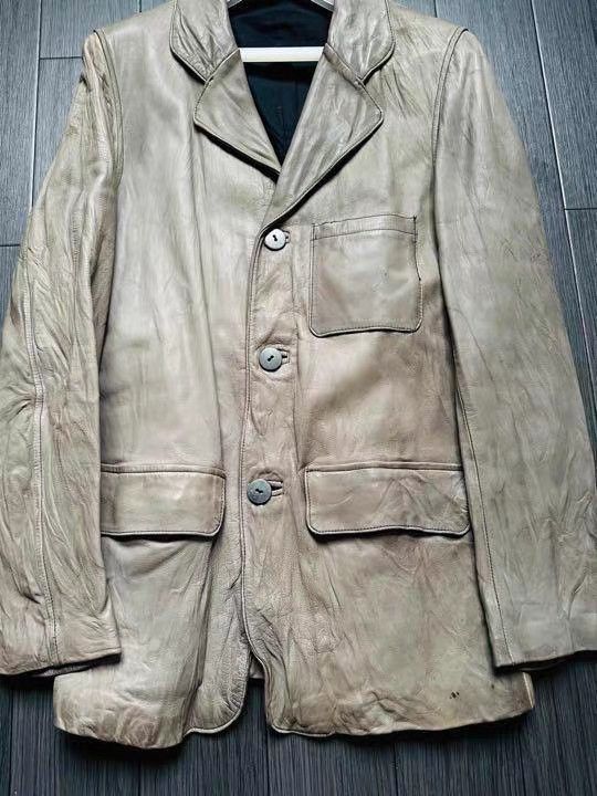 Isamu Katayama Backlash Beige Leather Jacket Size L Size US L / EU 52-54 / 3 - 3 Thumbnail