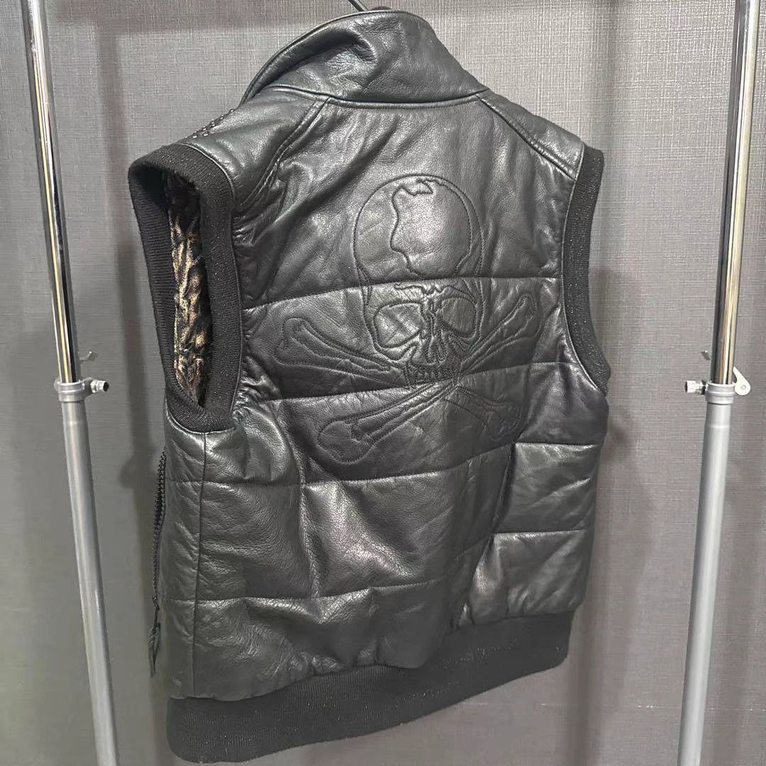 Roen Gray Leather Studded Puffer Vest Size US L / EU 52-54 / 3 - 2 Thumbnail