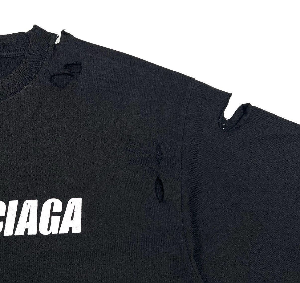 Balenciaga Black Distressed Short Sleeve T-Shirt XL Size US XL / EU 56 / 4 - 6 Thumbnail