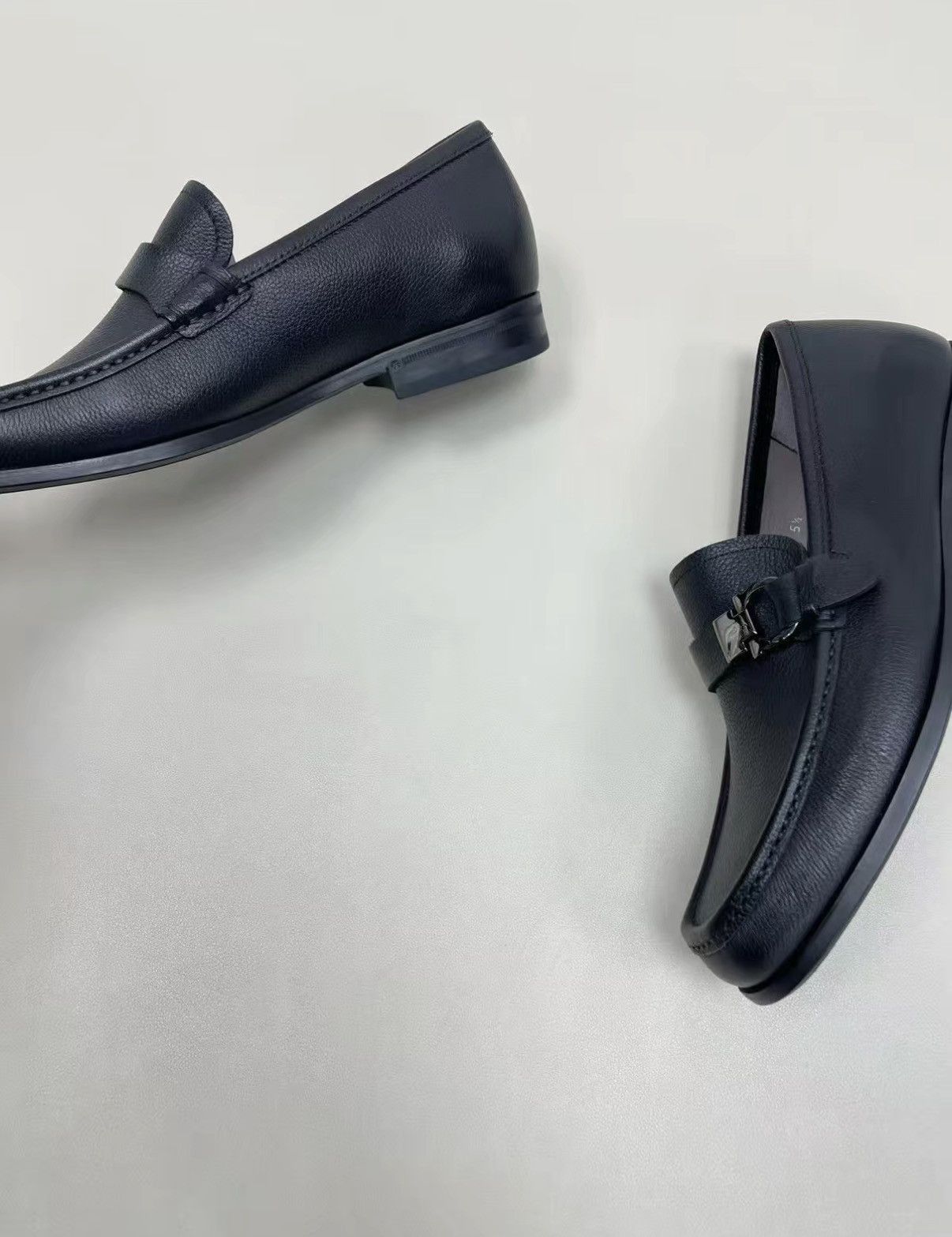 Salvatore Ferragamo Black Leather Slip-On Loafers with Buckle Accent Size US 6.5 / EU 39-40 - 4 Thumbnail