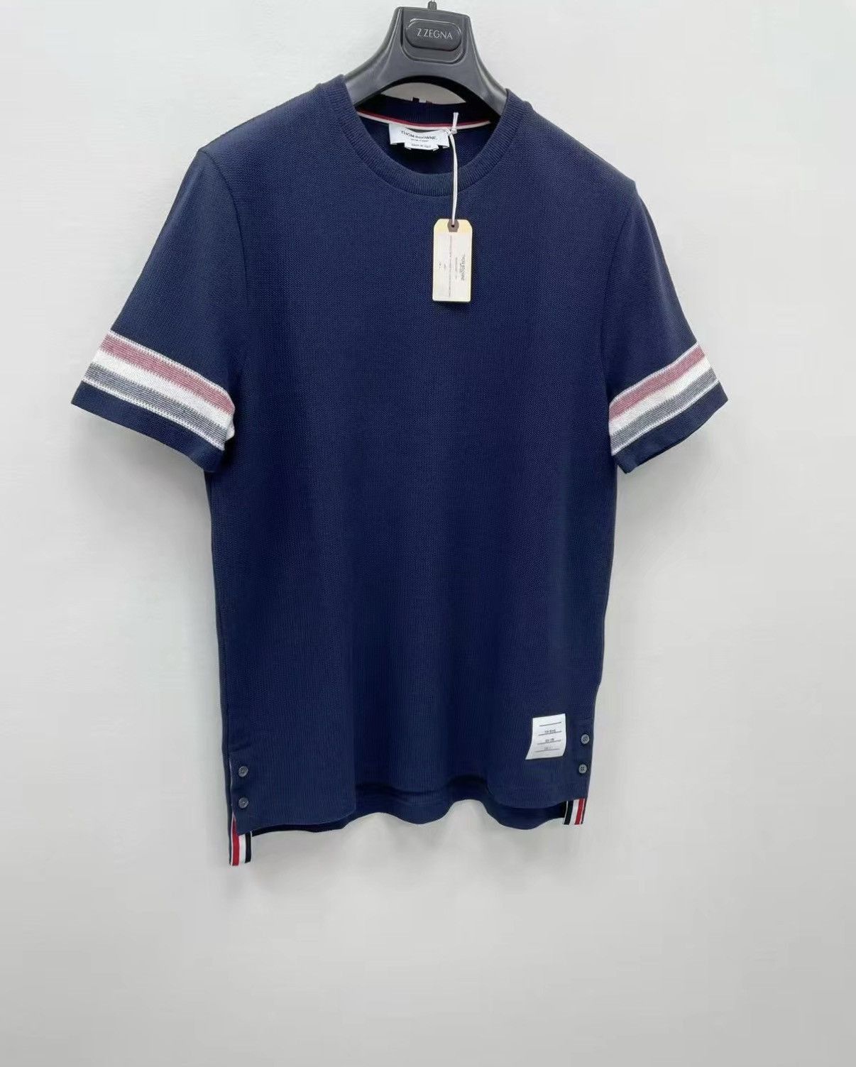 Thom Browne Blue Short-Sleeve Shirt with Stripe Accents Size US L / EU 52-54 / 3 - 2 Thumbnail