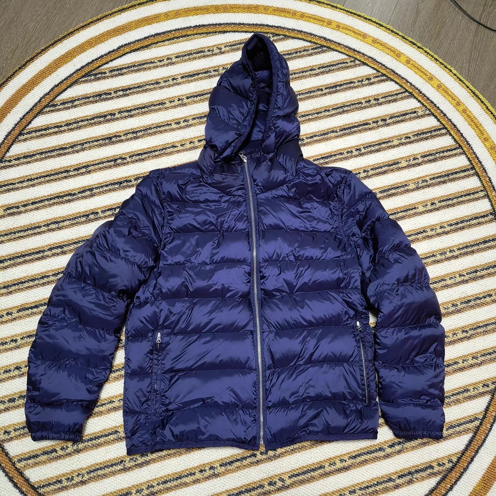 Ten C Blue Puffer Jacket with Hood Size M Size US M / EU 48-50 / 2 - 2 Thumbnail