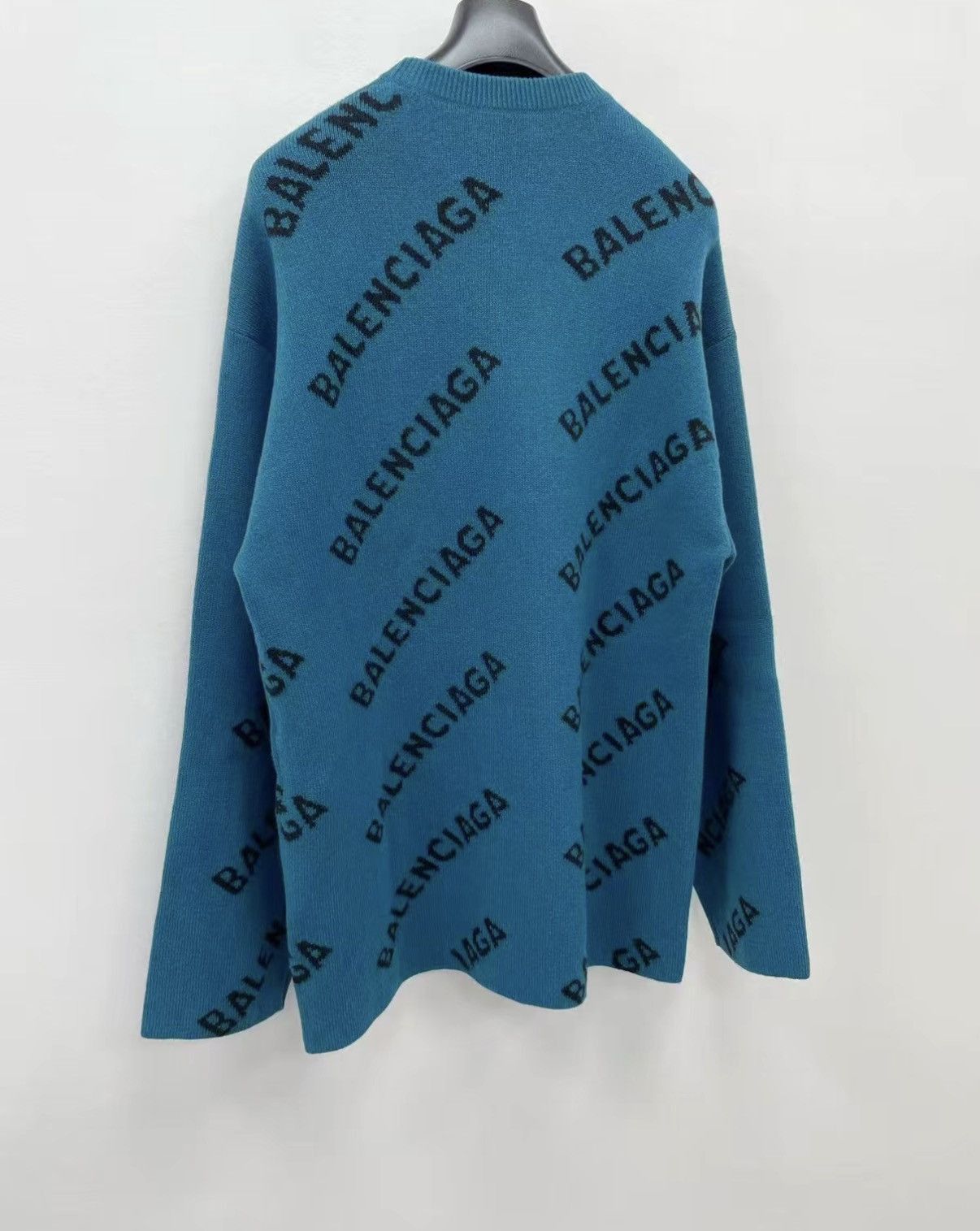 Balenciaga Blue Patterned Long Sleeve Sweater Size L Size US L / EU 52-54 / 3 - 6 Thumbnail