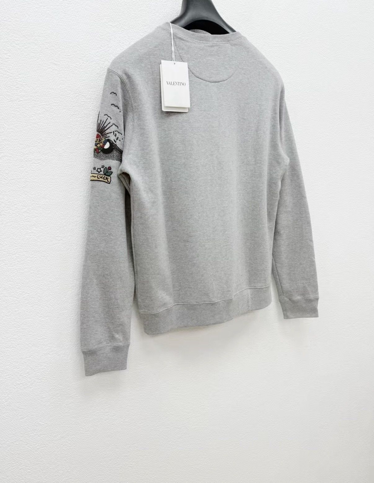 Valentino Gray Crew Neck Sweatshirt with Embroidered Design Size US S / EU 44-46 / 1 - 6 Thumbnail