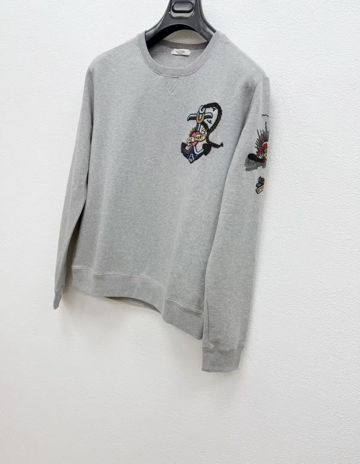 Valentino Gray Crew Neck Sweatshirt with Embroidered Design Size US S / EU 44-46 / 1 - 2 Thumbnail