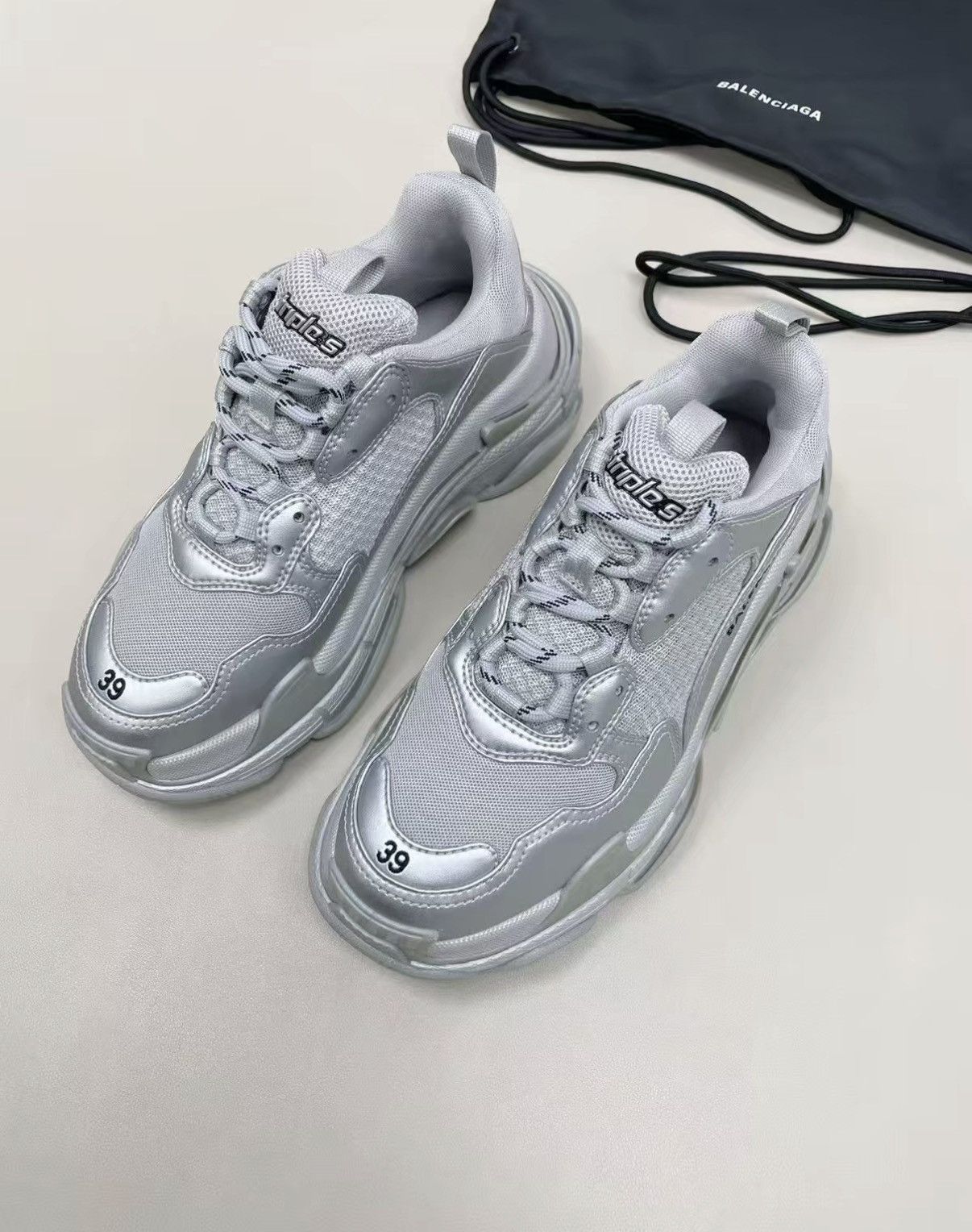 Balenciaga Gray Triple S Style Sneakers Size 9.5 Size US 9.5 / EU 42-43 - 2 Thumbnail