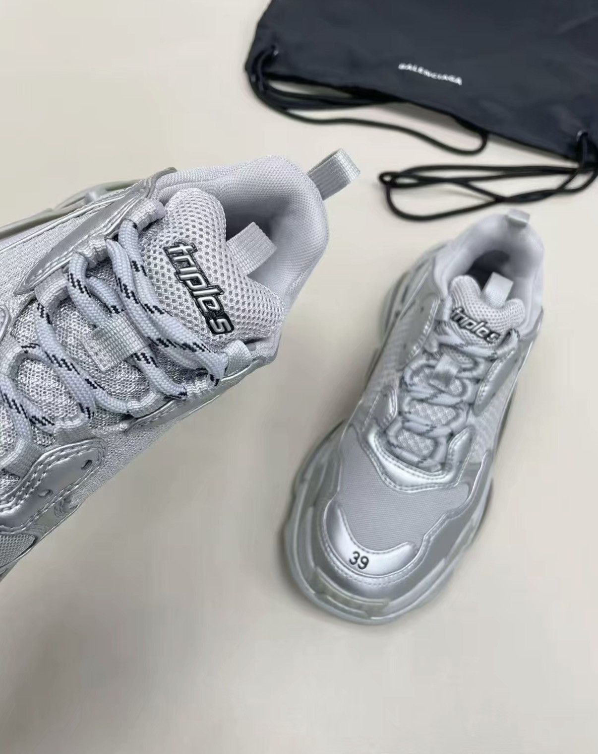 Balenciaga Gray Triple S Style Sneakers Size 9.5 Size US 9.5 / EU 42-43 - 4 Thumbnail