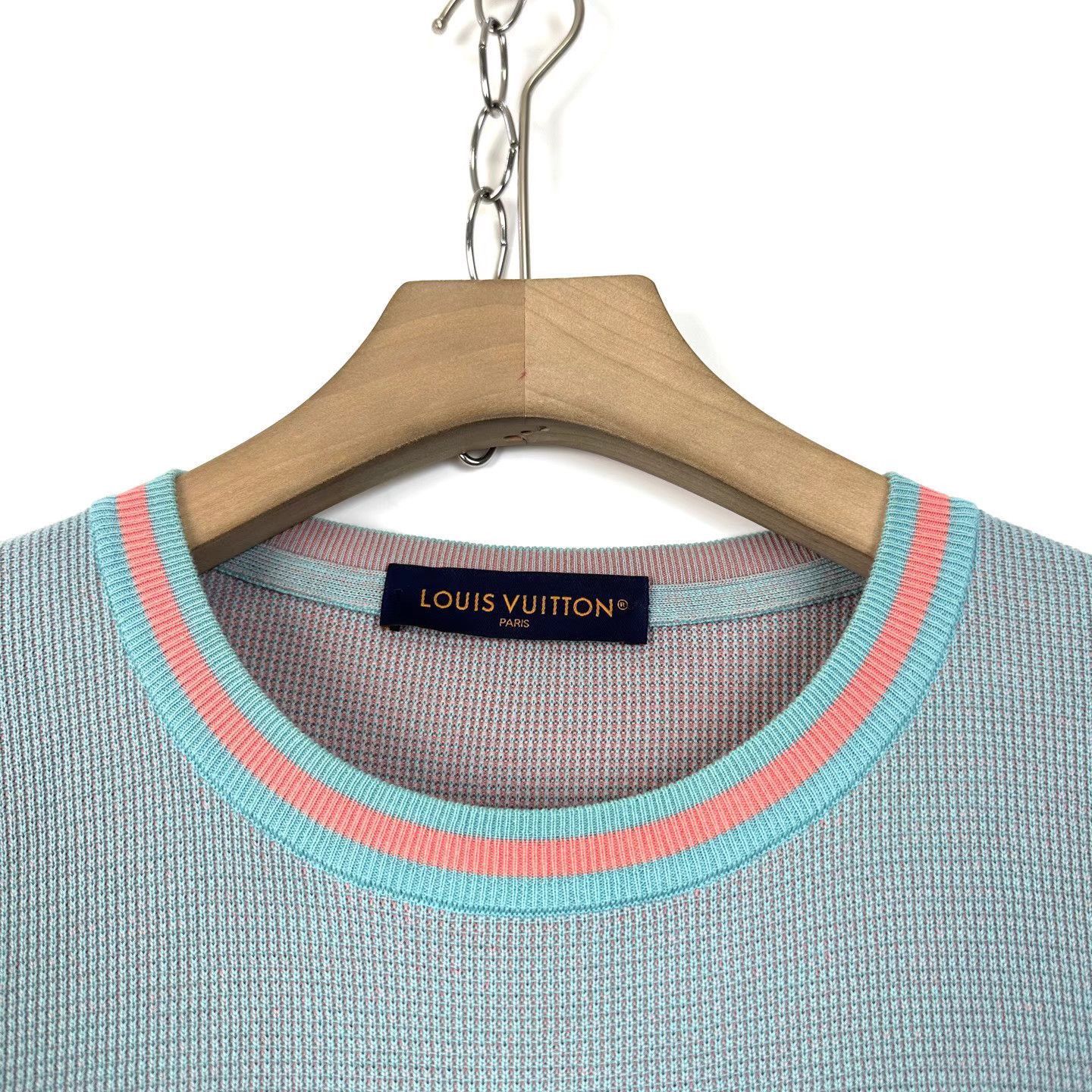 Louis Vuitton Blue Short-Sleeve Waffle Knit Shirt Size US XL / EU 56 / 4 - 3 Thumbnail