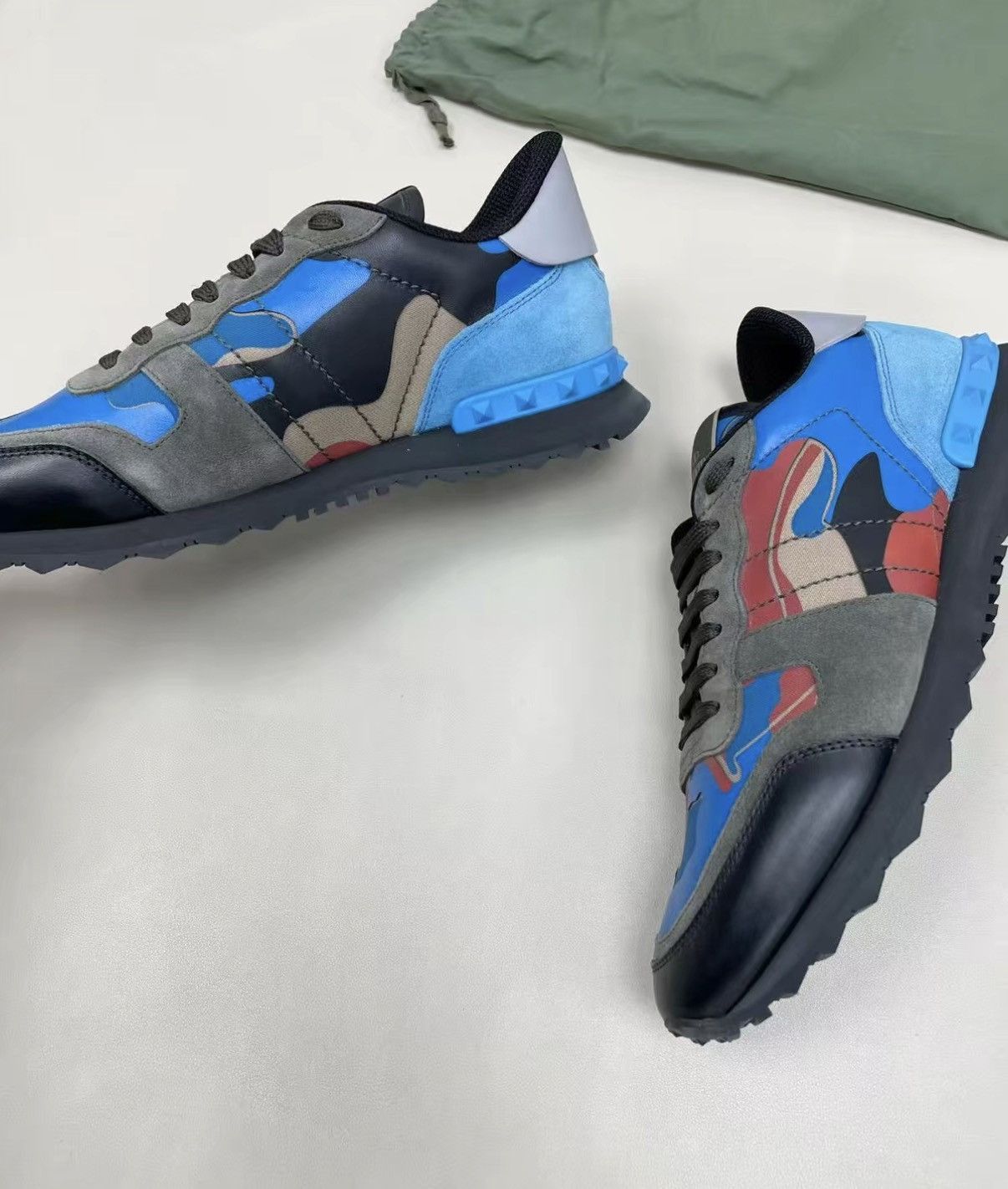 Valentino Blue Camouflage Low-Top Sneakers Size 8.5 Size US 8.5 / EU 41-42 - 4 Thumbnail