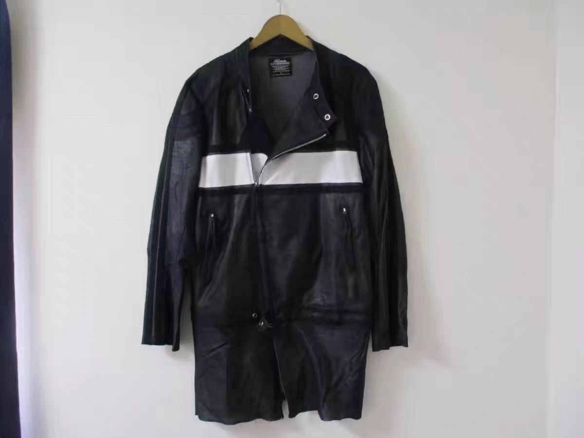 Roen Black Leather Jacket with Zipper & Button Details Size US L / EU 52-54 / 3 - 2 Thumbnail