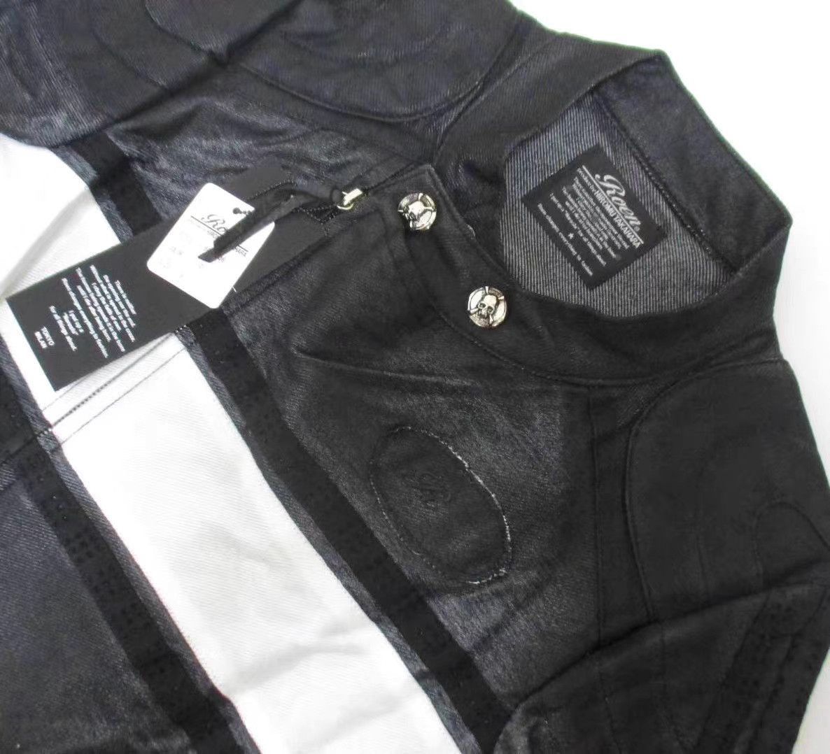 Roen Black Leather Jacket with Zipper & Button Details Size US L / EU 52-54 / 3 - 4 Thumbnail