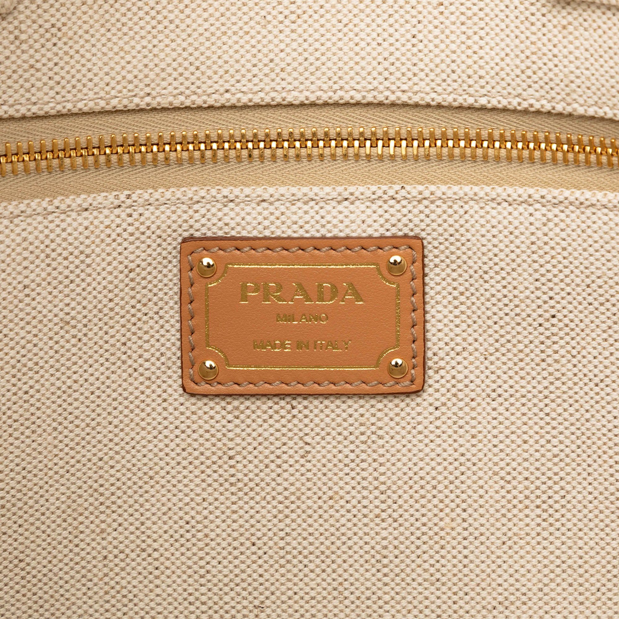Prada Large Linen and Vitello Logo Tote Size ONE SIZE - 5 Thumbnail