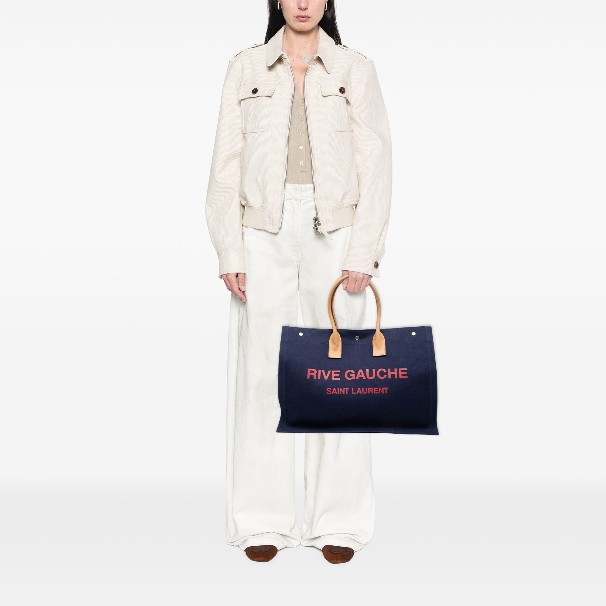 Saint Laurent Paris Large Canvas Rive Gauche Tote Size ONE SIZE - 7 Thumbnail