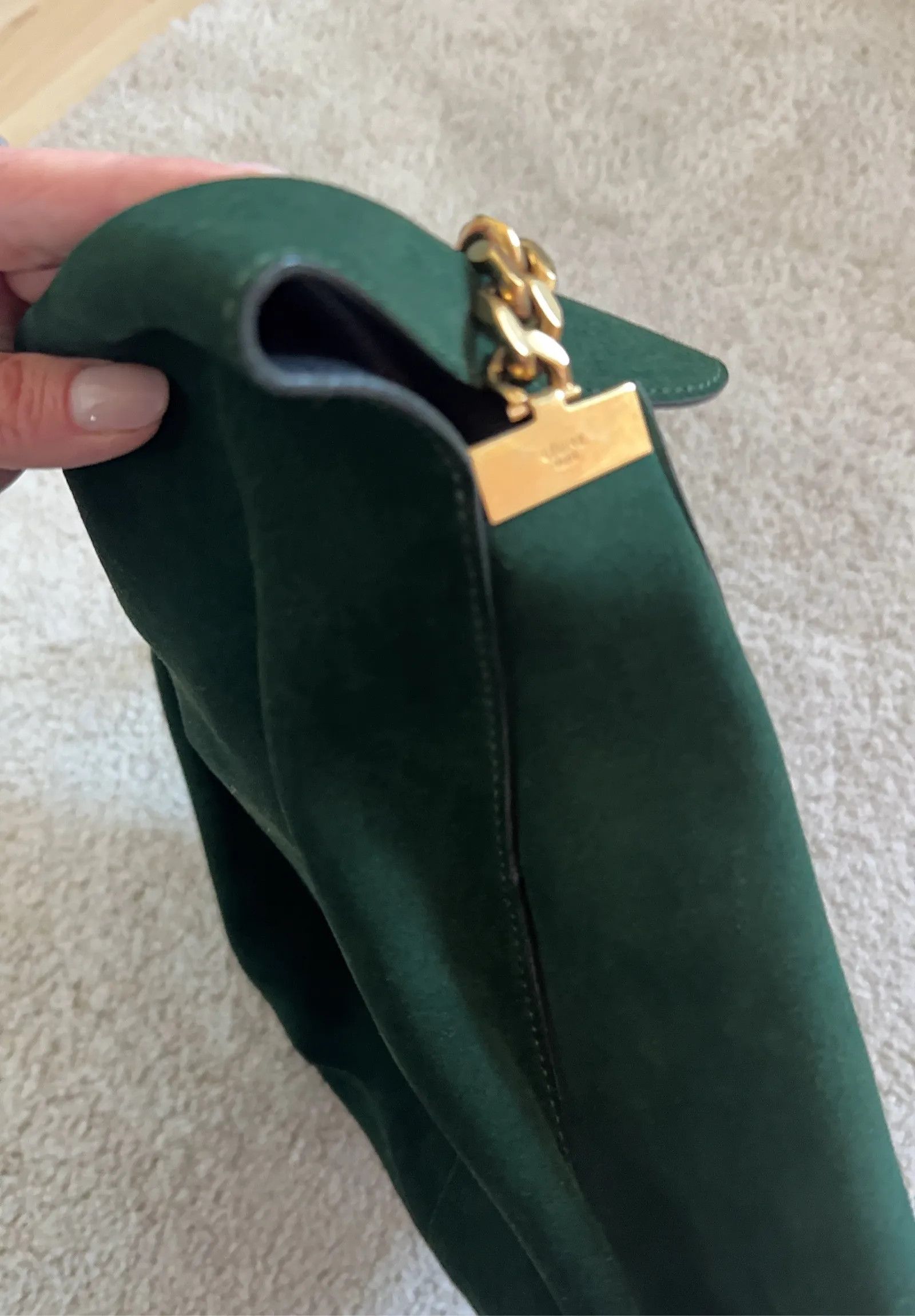 Celine Céline CÉLINE Gourmette Bag Suede Green Crossbody Bag Size ONE SIZE - 6 Thumbnail