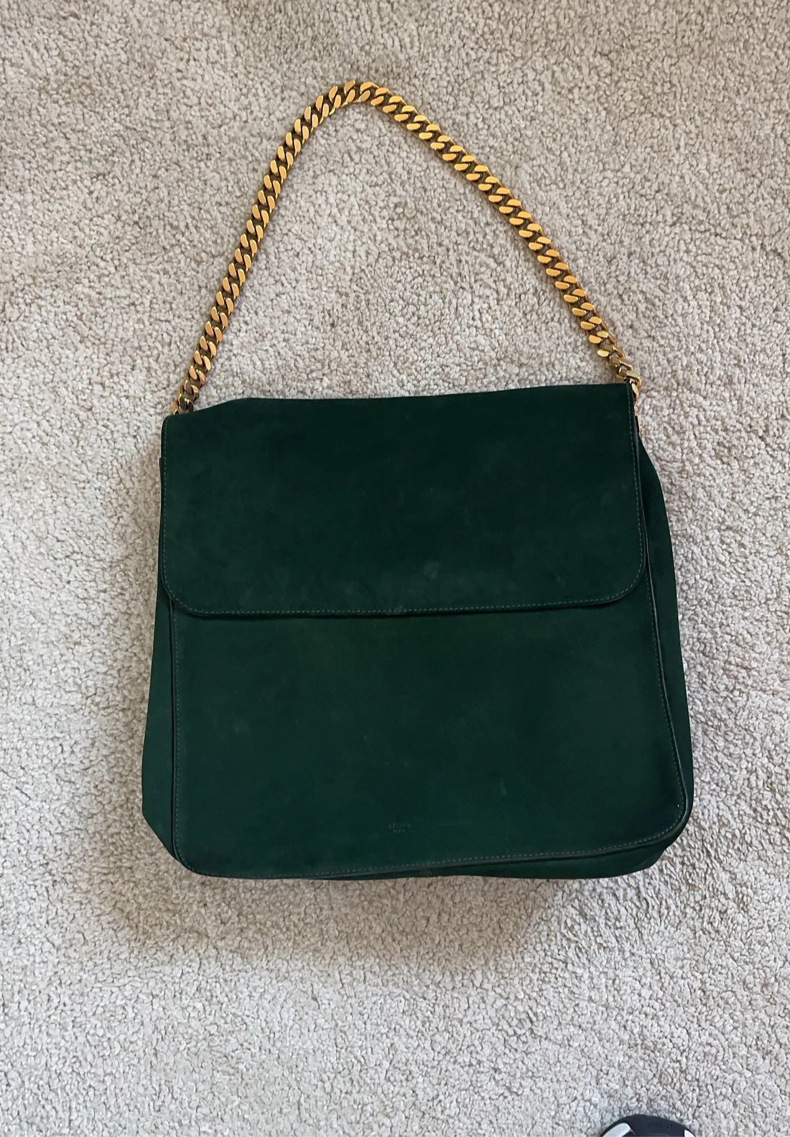 Celine Céline CÉLINE Gourmette Bag Suede Green Crossbody Bag Size ONE SIZE - 3 Thumbnail