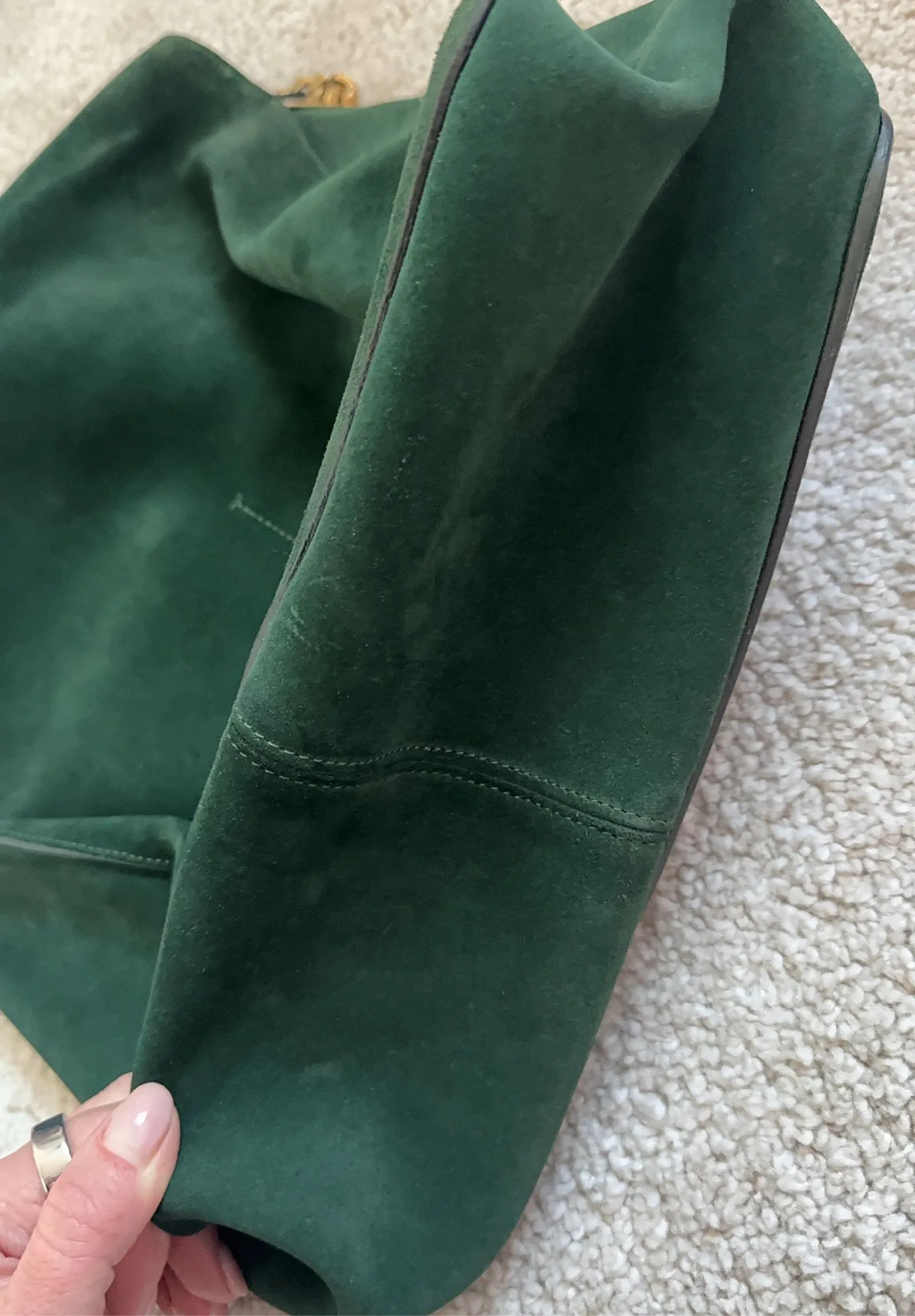 Celine Céline CÉLINE Gourmette Bag Suede Green Crossbody Bag Size ONE SIZE - 7 Thumbnail