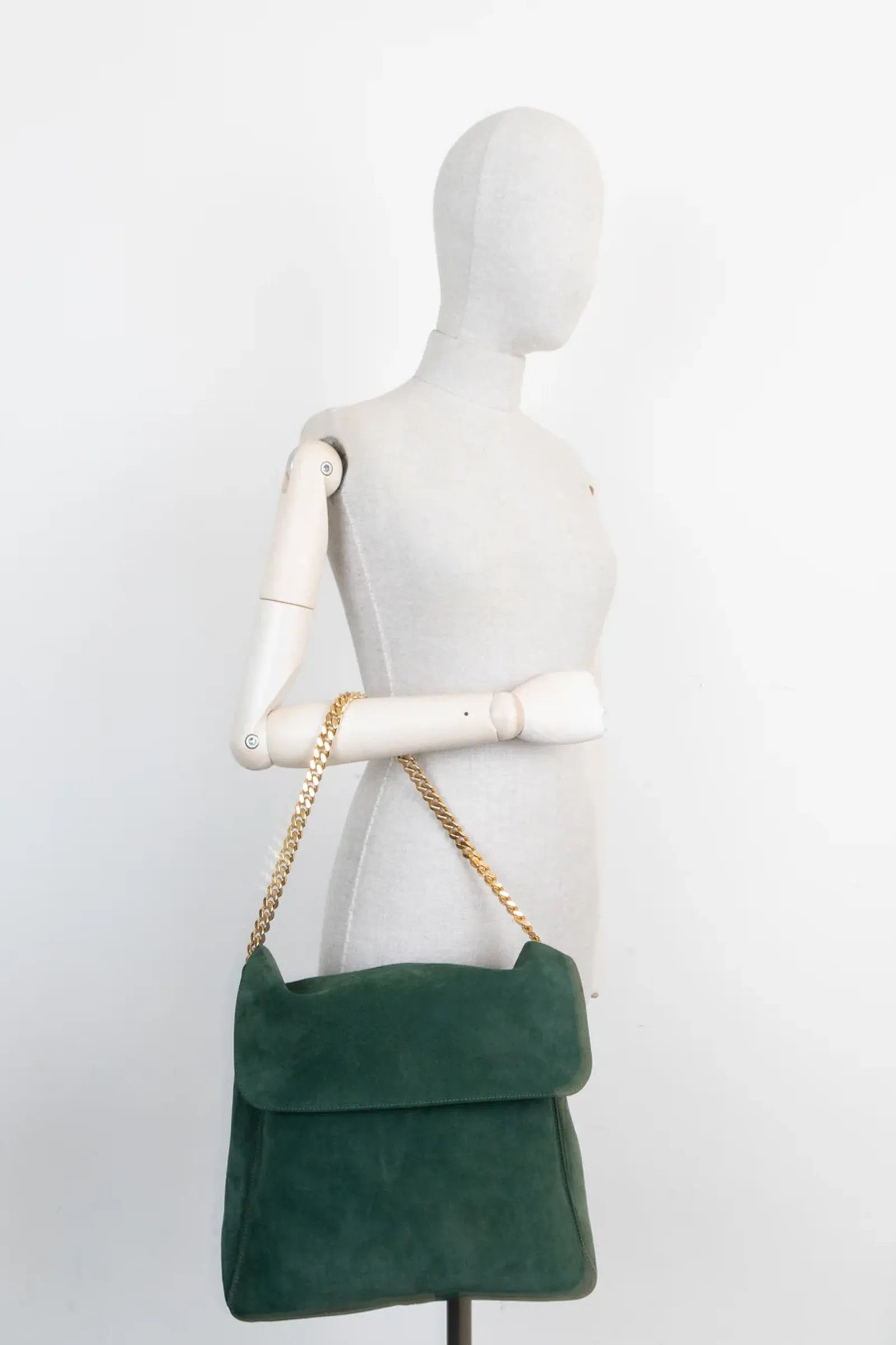 Celine Céline CÉLINE Gourmette Bag Suede Green Crossbody Bag Size ONE SIZE - 8 Thumbnail