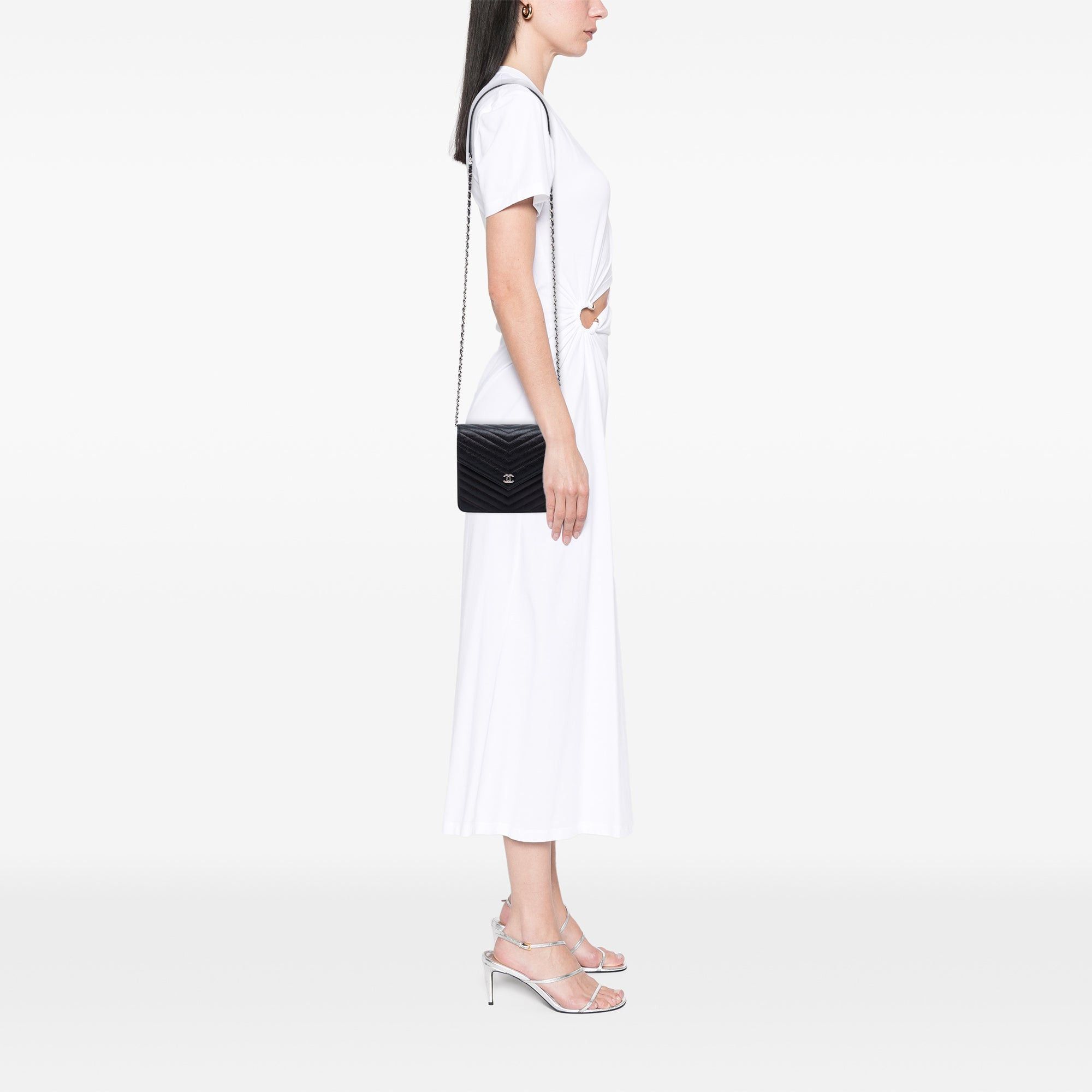 Chanel CC Chevron Caviar Square Wallet On Chain Size ONE SIZE - 7 Thumbnail