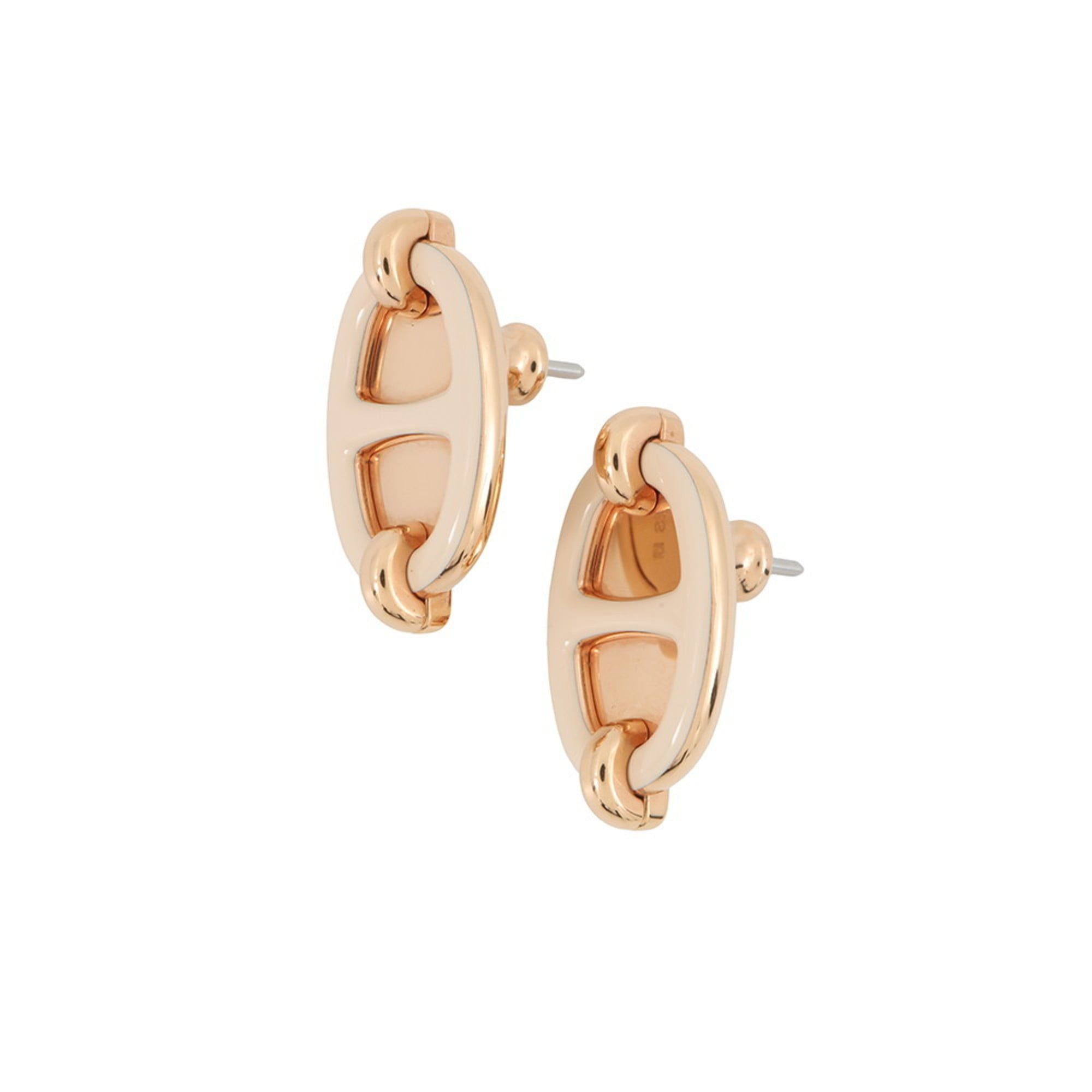Hermes Hermes Earrings Mini Maillon Crème Pink HERMES Size ONE SIZE - 2 Thumbnail