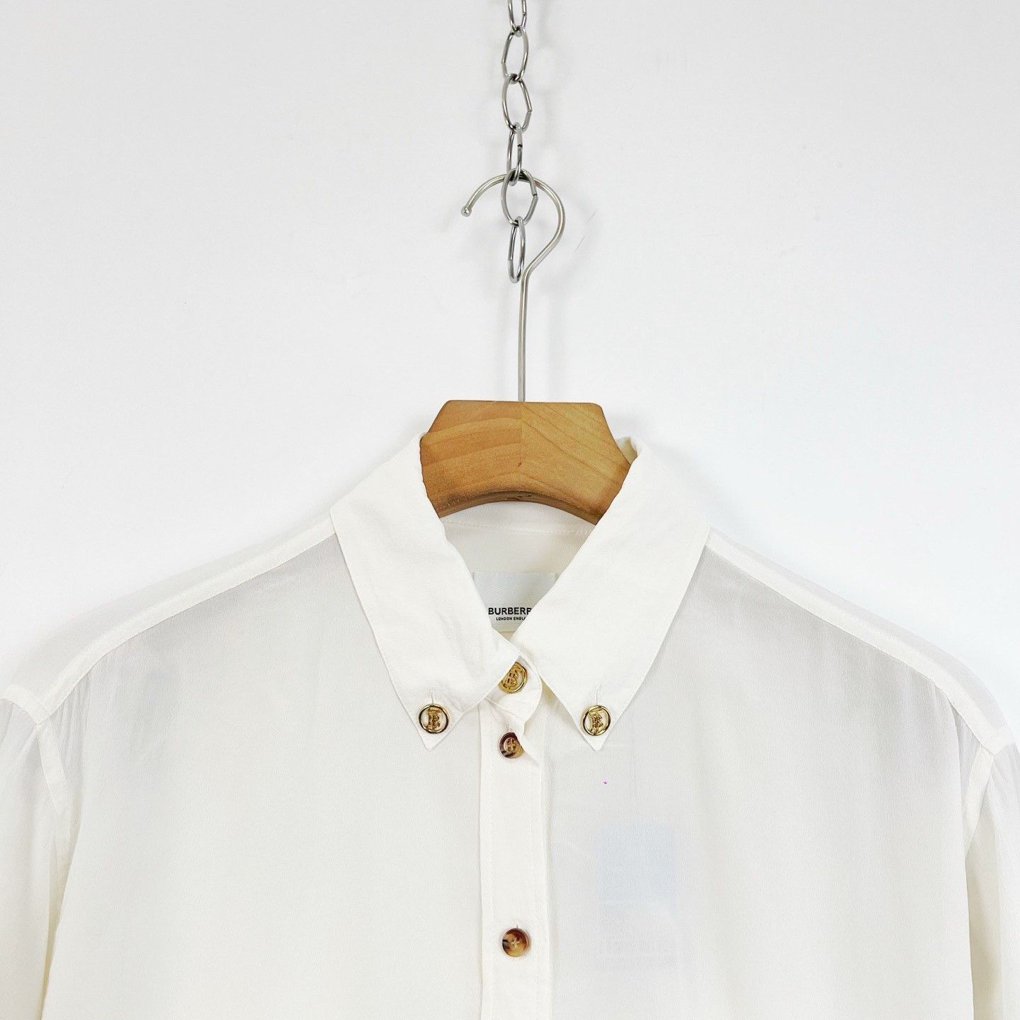 Burberry Burberry White Silk Long-Sleeve Shirt Size S / US 4 / IT 40 - 3 Thumbnail
