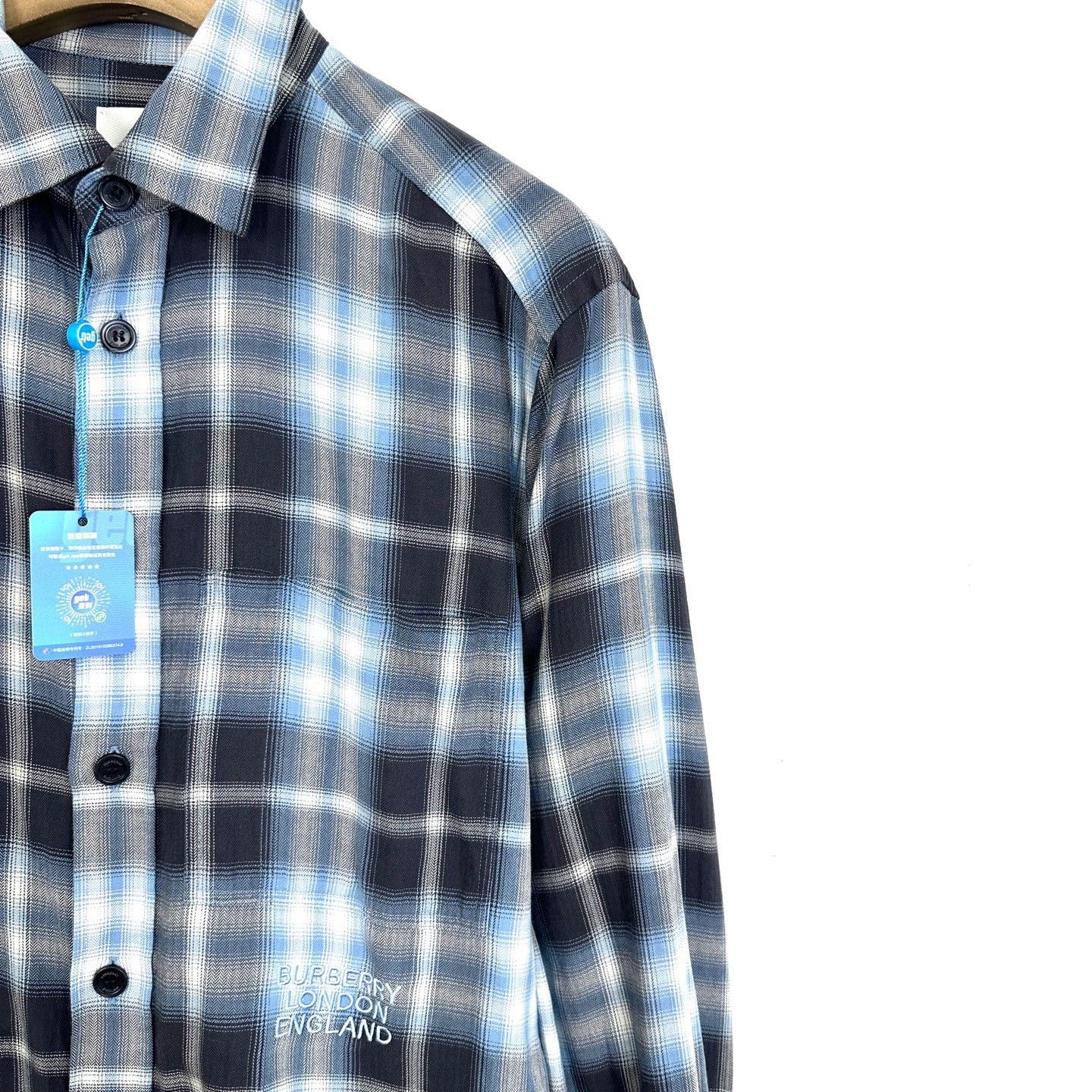 Burberry Burberry Blue Check Logo Long-Sleeve Shirt Size US S / EU 44-46 / 1 - 6 Thumbnail