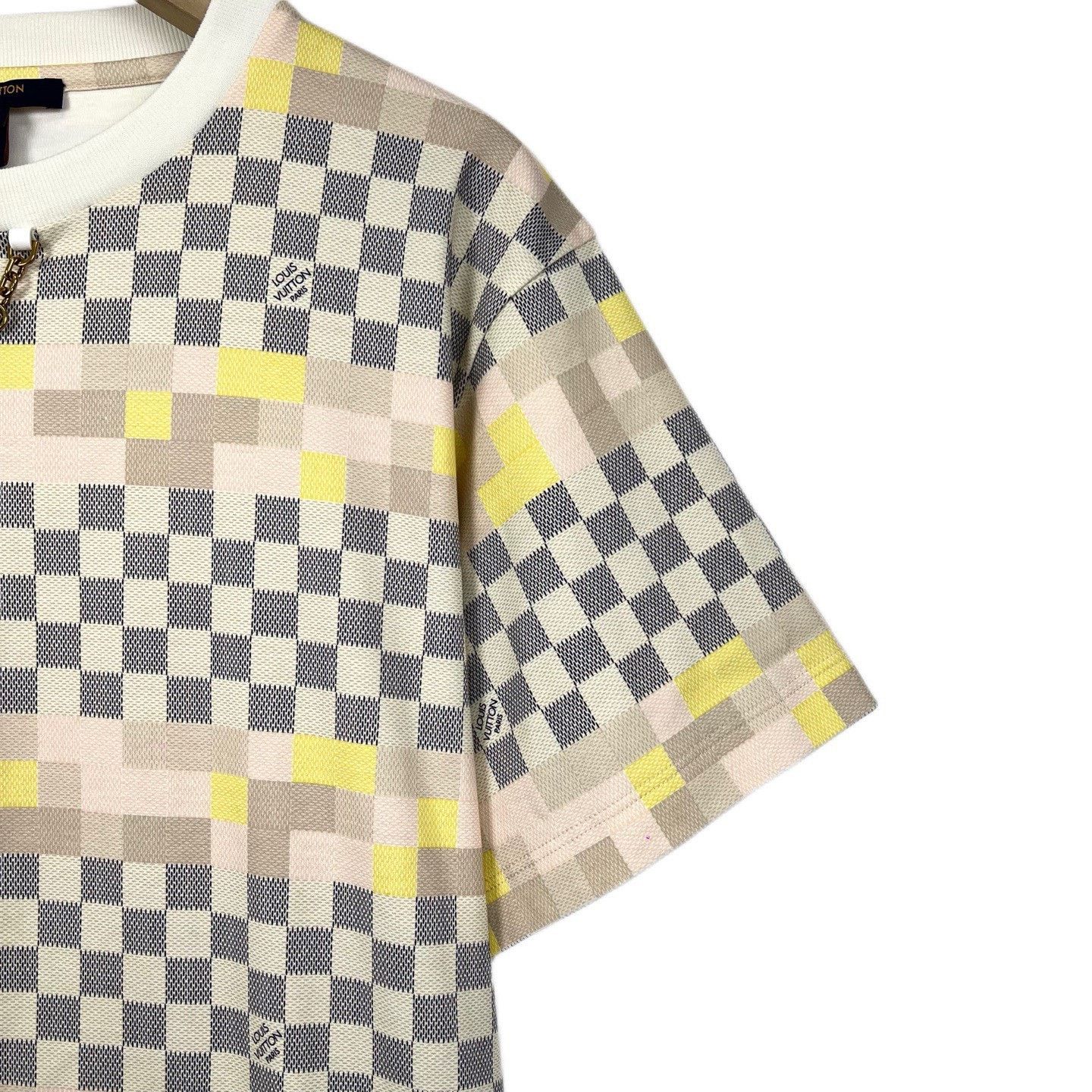 Louis Vuitton LV Multicolor Checkered Print Round Neck T-shirt Size L / US 10 / IT 46 - 6 Thumbnail