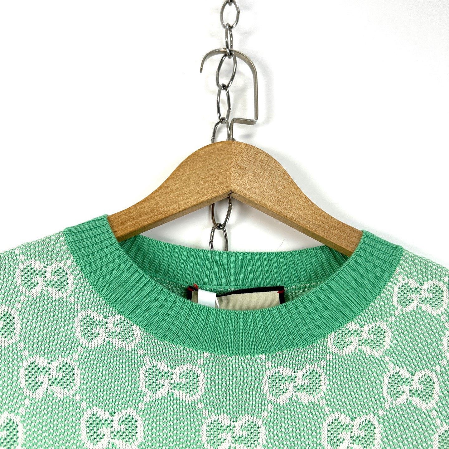 Gucci Gucci Classic Green Double G Monogram Knit Short Sleeve Size S / US 4 / IT 40 - 3 Thumbnail