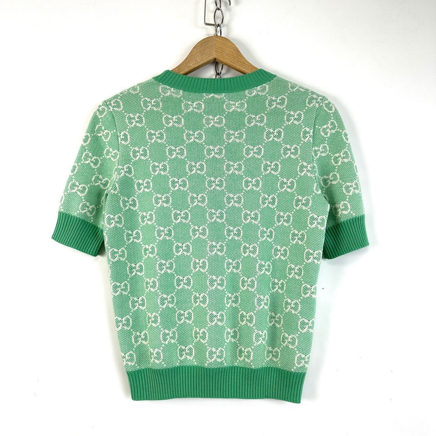 Gucci Gucci Classic Green Double G Monogram Knit Short Sleeve Size S / US 4 / IT 40 - 2 Thumbnail