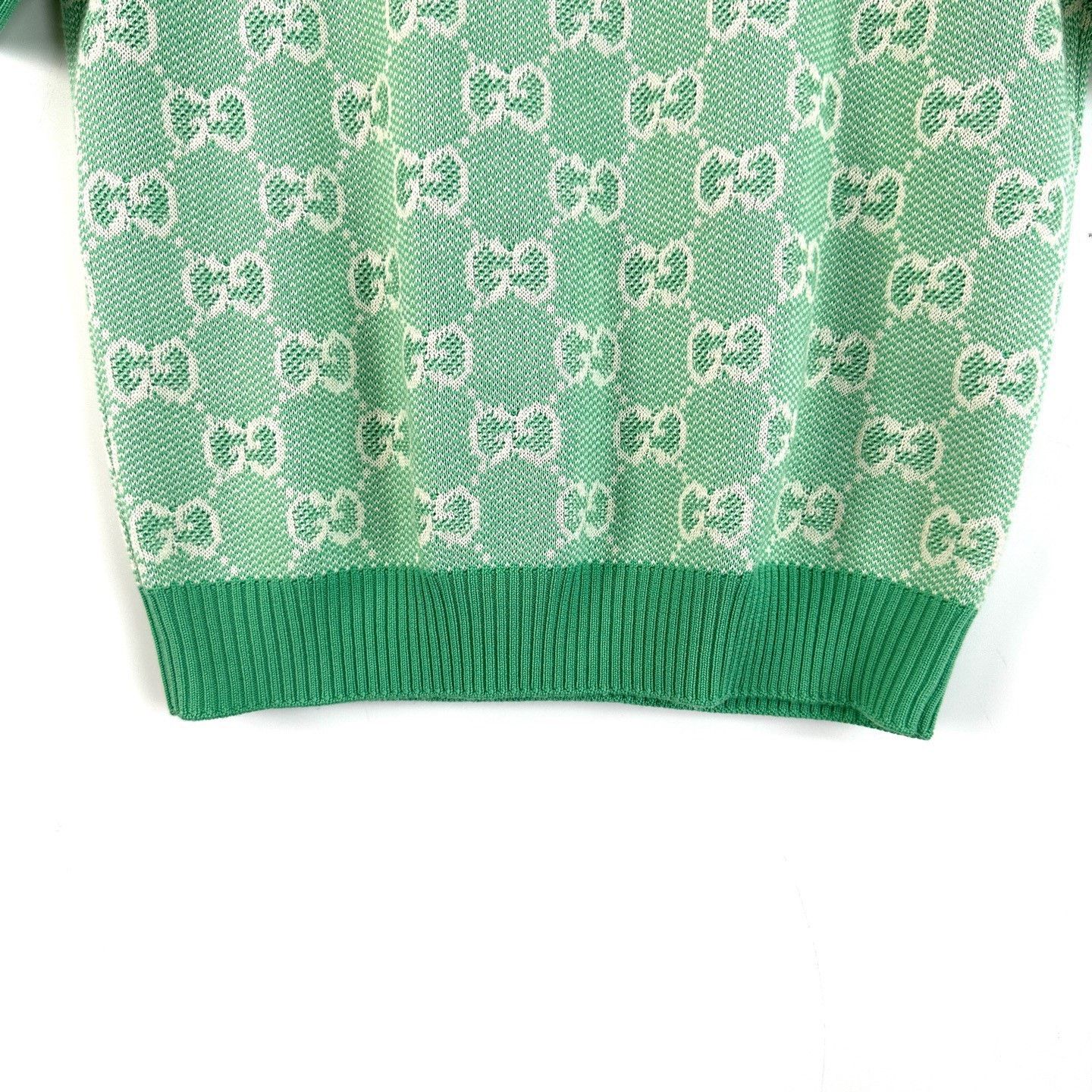 Gucci Gucci Classic Green Double G Monogram Knit Short Sleeve Size S / US 4 / IT 40 - 6 Thumbnail