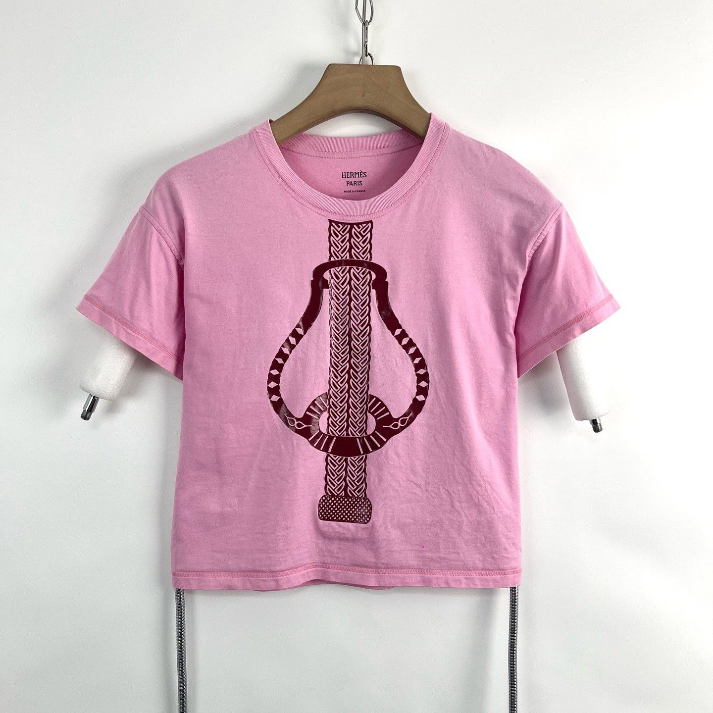 Hermes Hermès Saddle Buckle Guitar Print Pink T-shirt Size XS / US 0-2 / IT 36-38 - 2 Thumbnail
