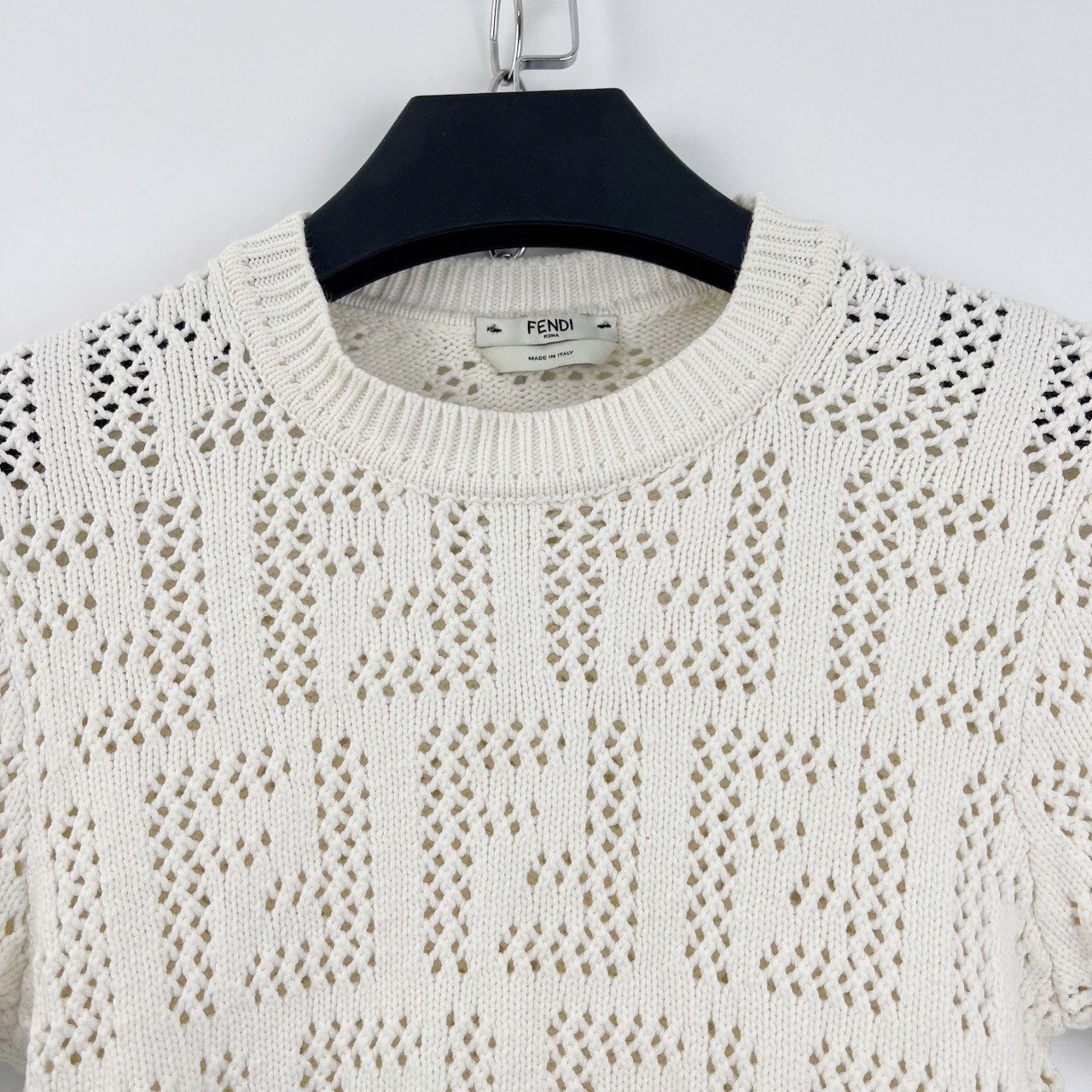 Fendi Fendi Double F Logo Hollow Knit Tee Size S / US 4 / IT 40 - 4 Thumbnail