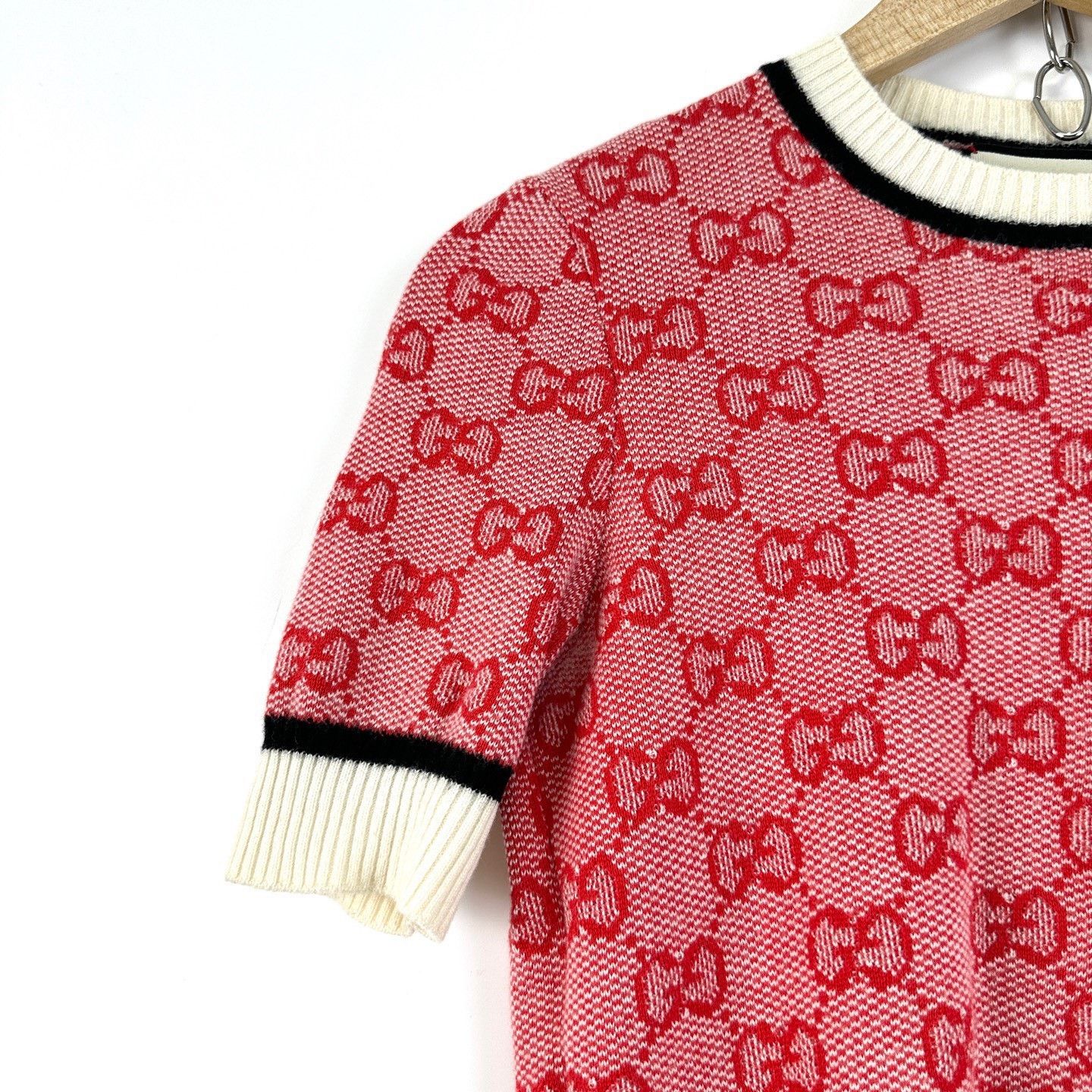 Gucci Gucci Red GG Knit Short Sleeve Size XS / US 0-2 / IT 36-38 - 5 Thumbnail