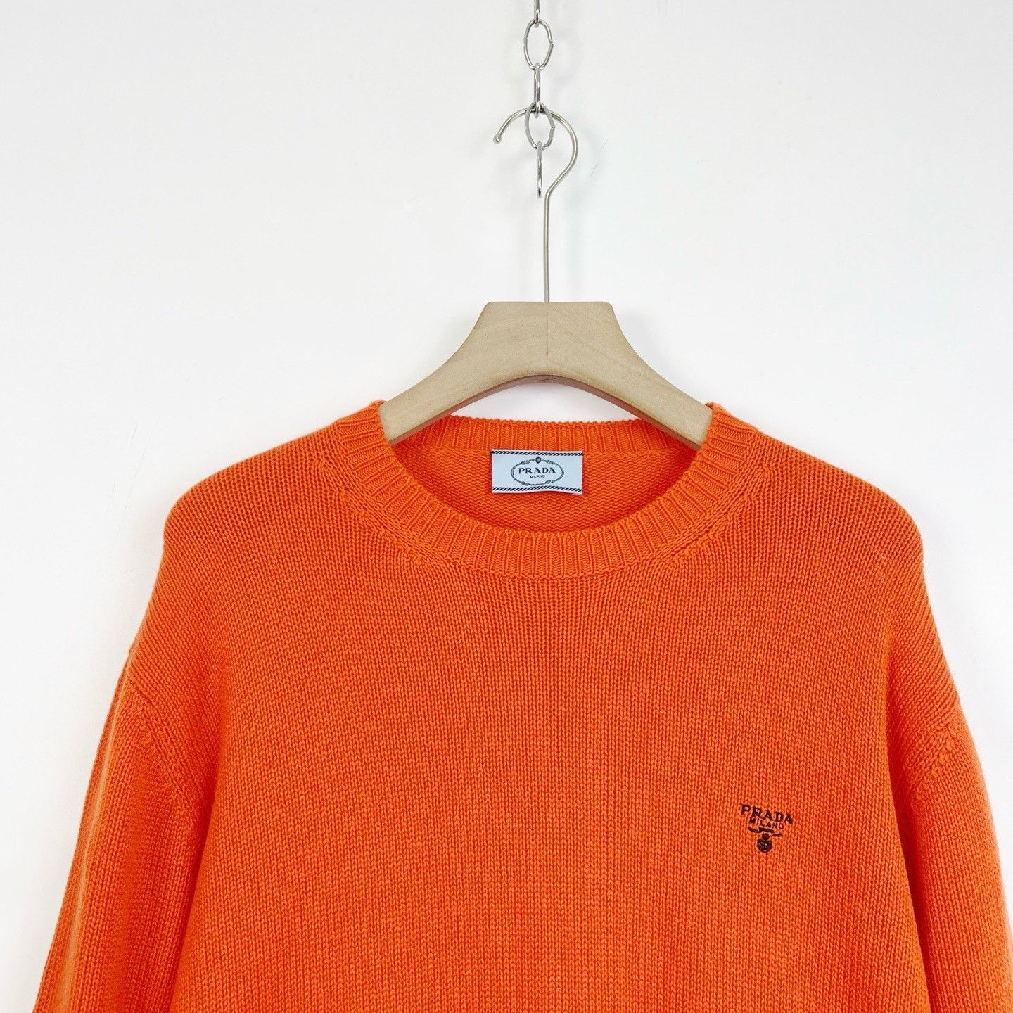 Prada Prada Orange Cashmere Knit Logo Sweater Size M / US 6-8 / IT 42-44 - 3 Thumbnail