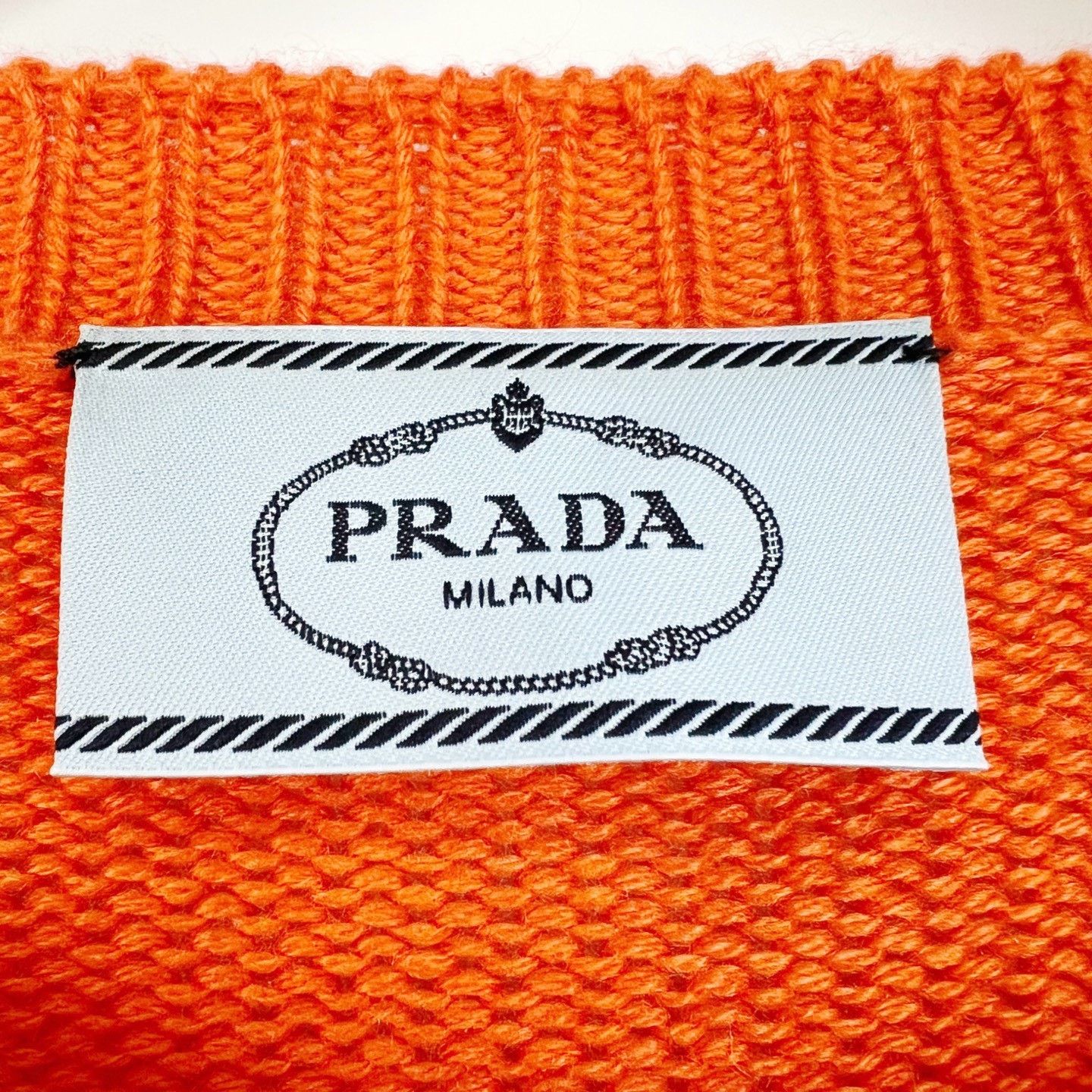 Prada Prada Orange Cashmere Knit Logo Sweater Size M / US 6-8 / IT 42-44 - 4 Thumbnail