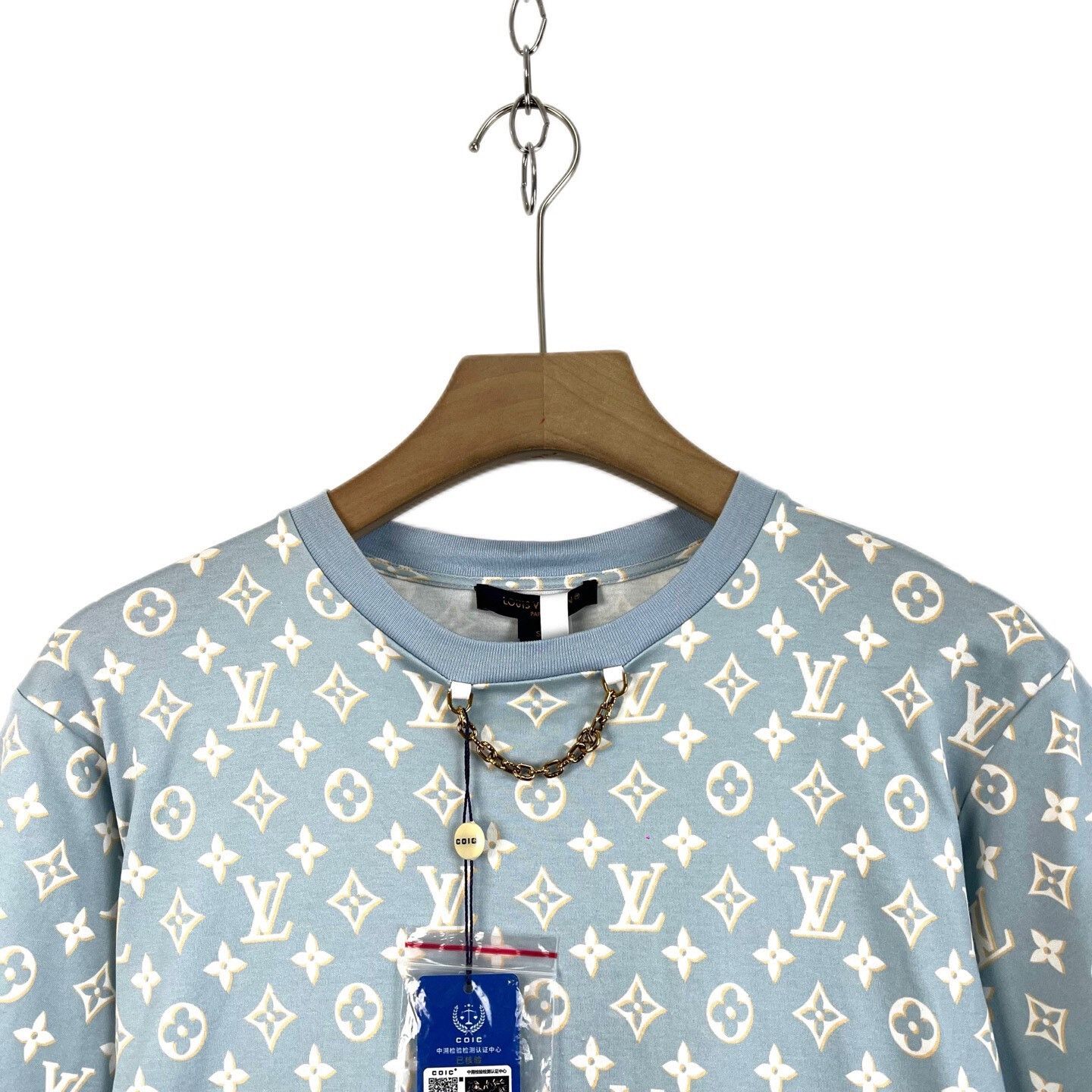 Louis Vuitton LV Blue All-over Print Round Neck Dress Size S / US 4 / IT 40 - 3 Thumbnail